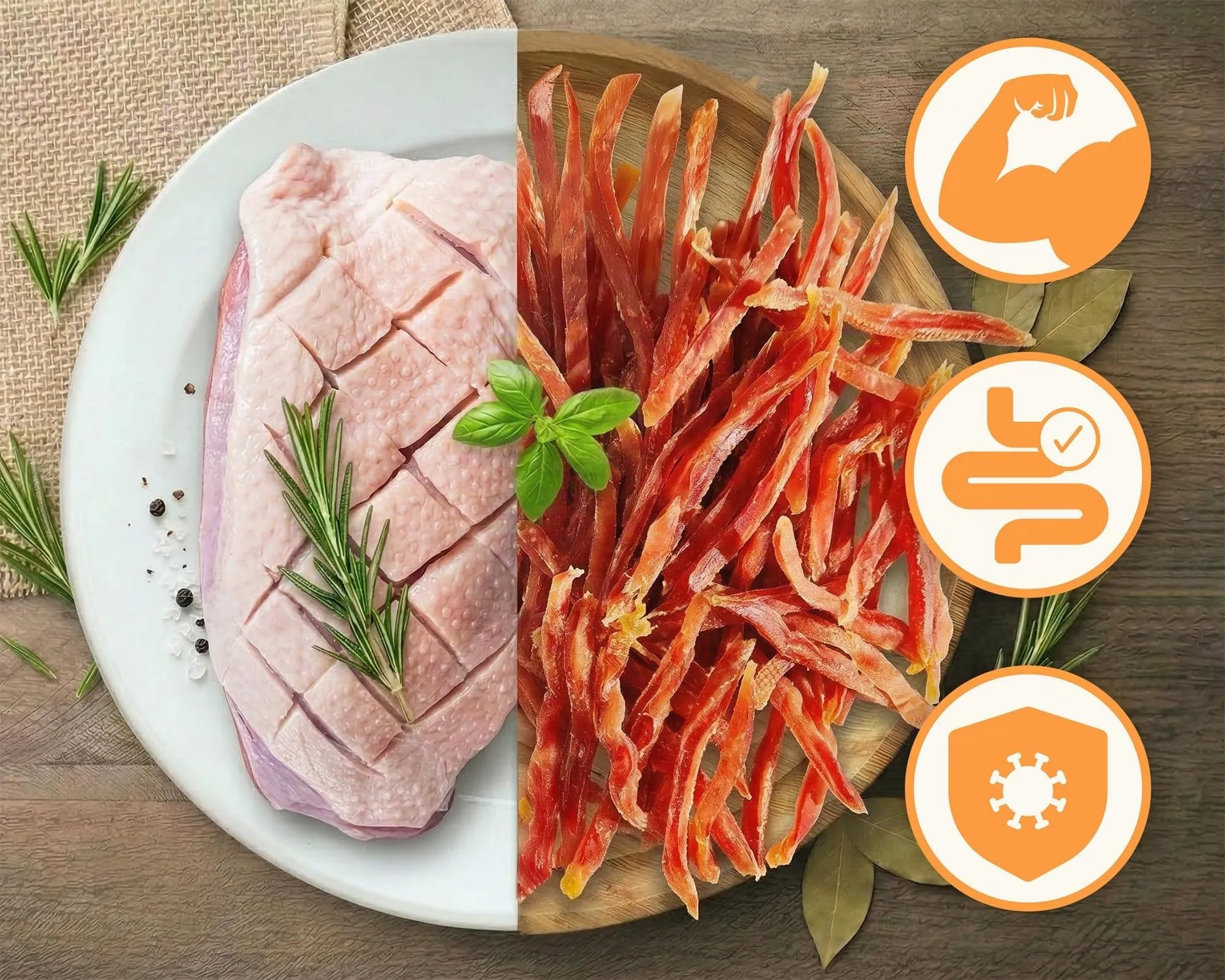 MERSJO Strisce di Anatra Morbida per Cani, Senza Cereali e Zuccheri, 500g - immagine 2