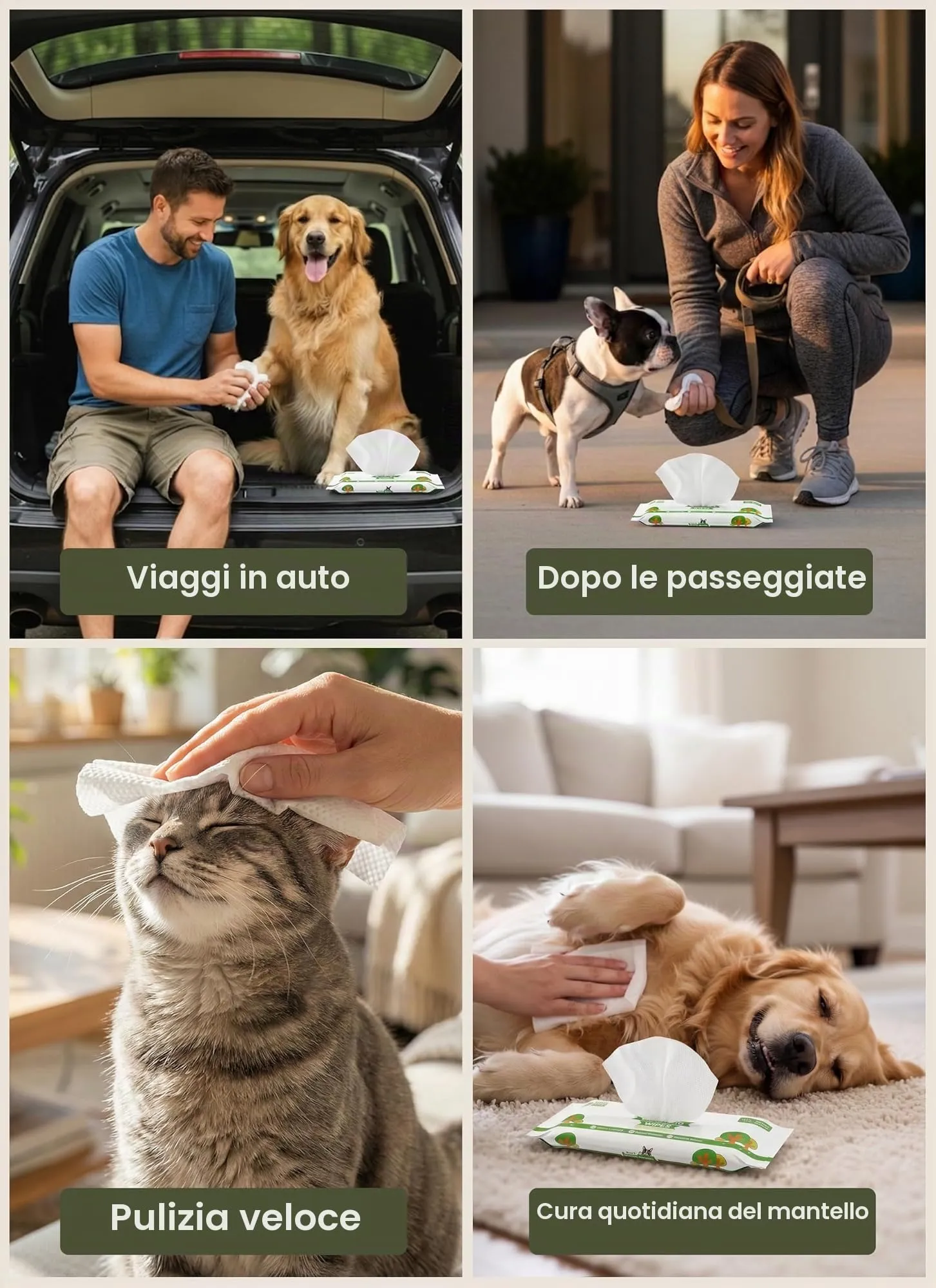 Pogi's Pet Supplies Salviette da Viaggio per Cani al Tè Verde, 240 Pezzi - immagine 4