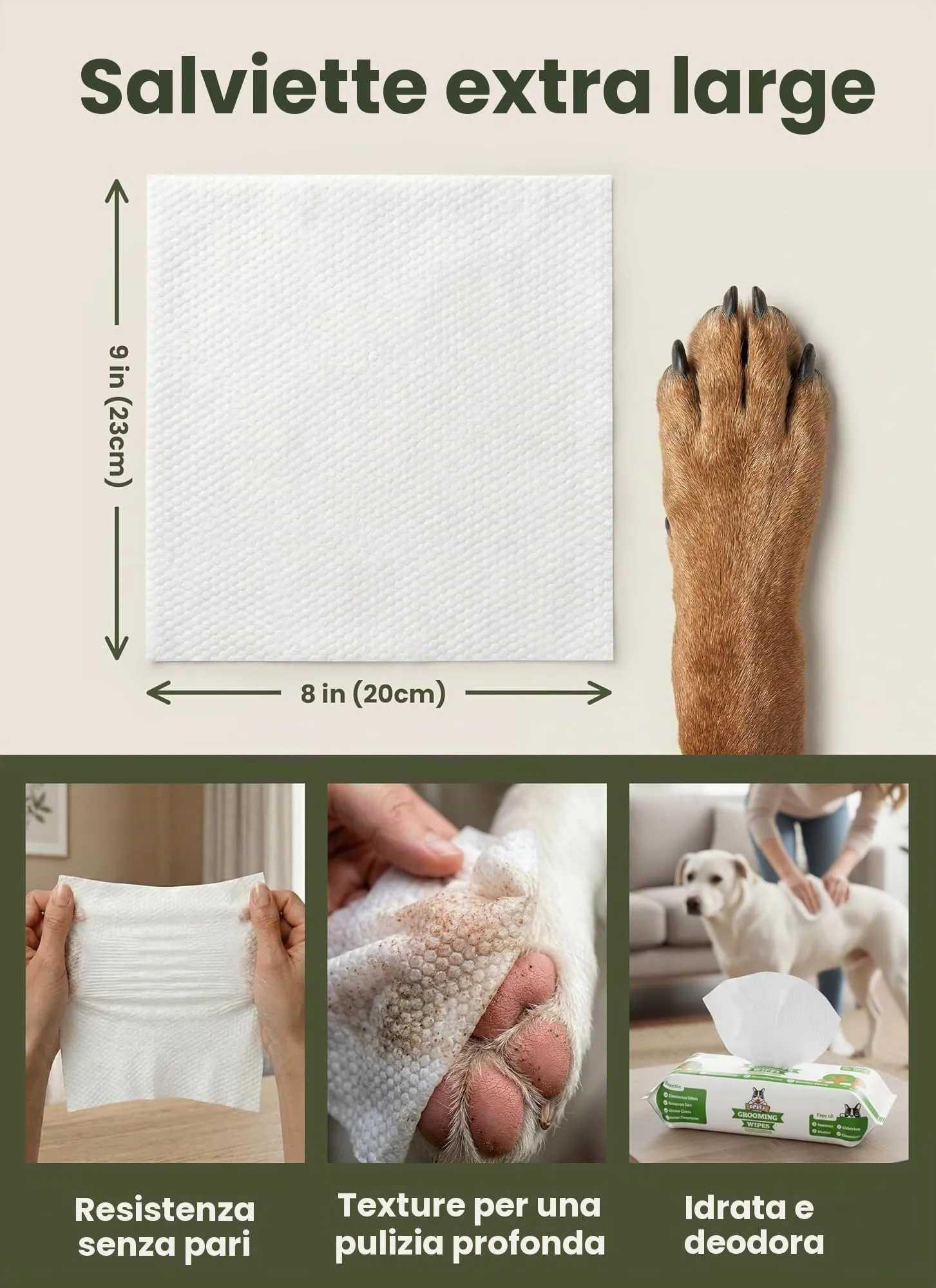 Pogi's Pet Supplies Salviette da Viaggio per Cani, Base Vegetale, Senza Profumo, 240 Pezzi - immagine 2