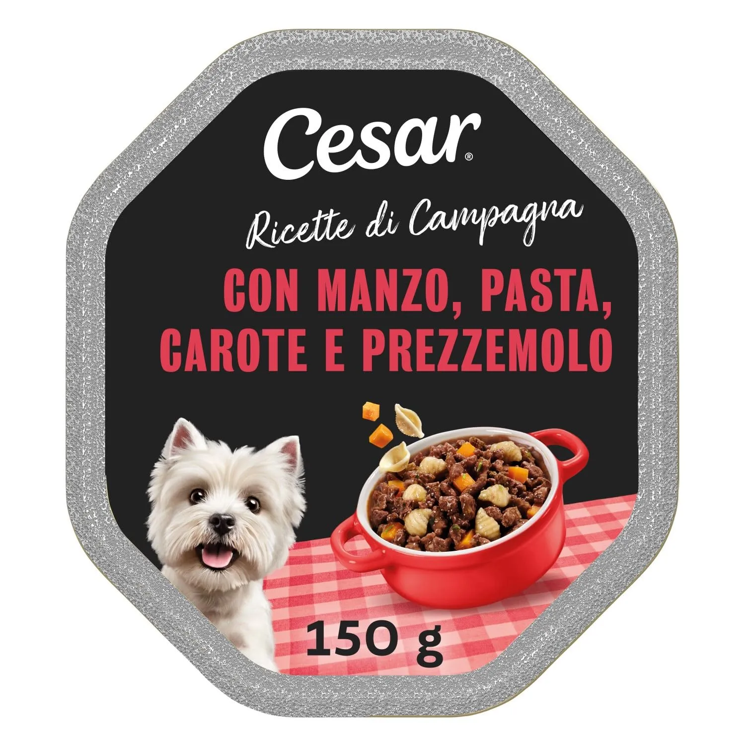 Cesar Ricette di Campagna Cibo Umido per Cani con Manzo e Verdurine, 14 Vaschette da 150 g - immagine 1
