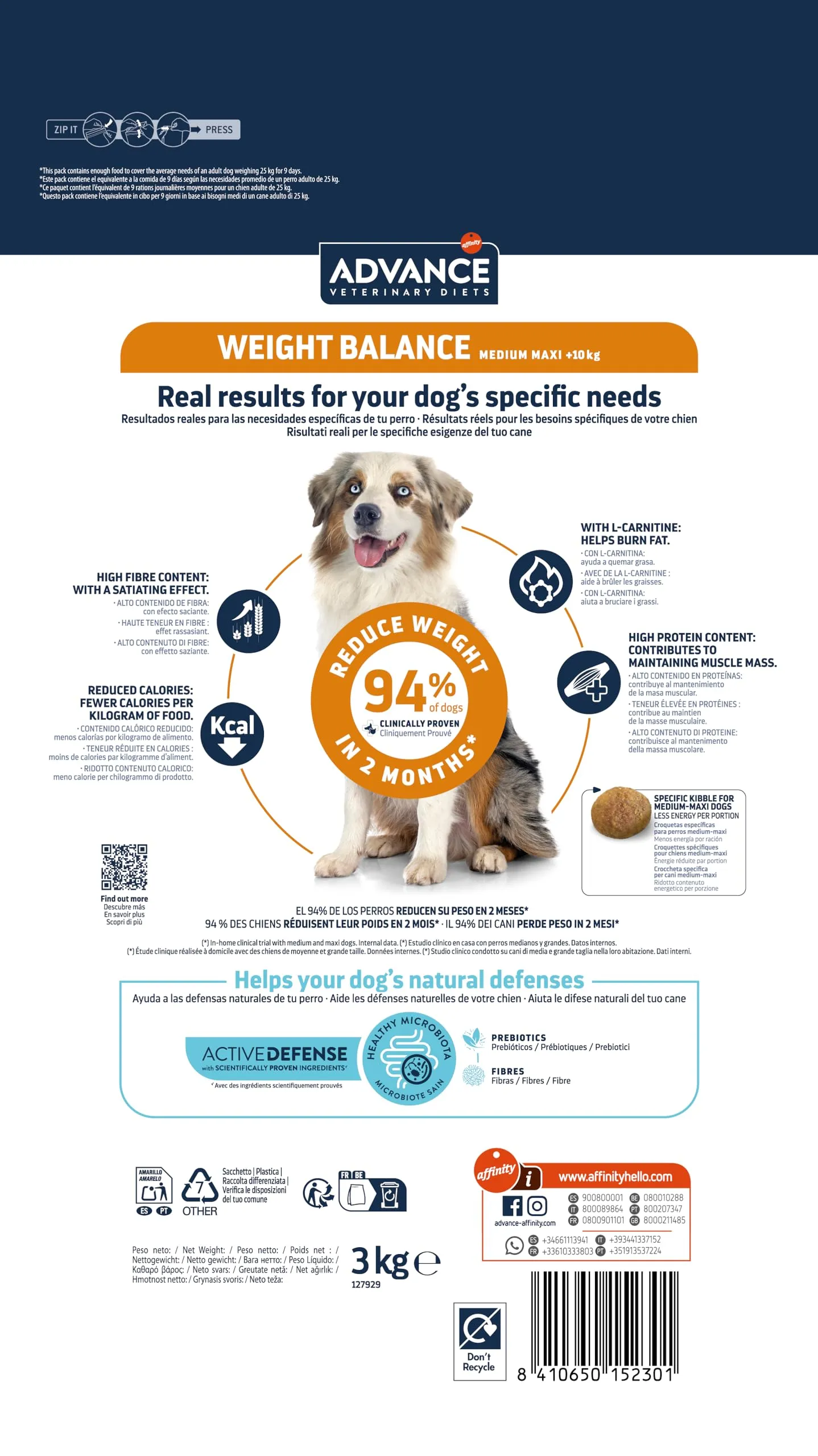 Affinity Advance Veterinary Diets Weight Balance Medium-Maxi Dog Food, 3kg - immagine 4