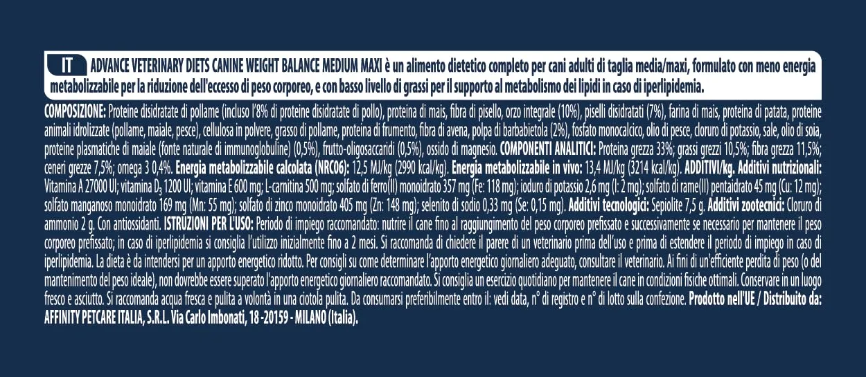 Affinity Advance Veterinary Diets Weight Balance Medium-Maxi Dog Food, 3kg - immagine 5