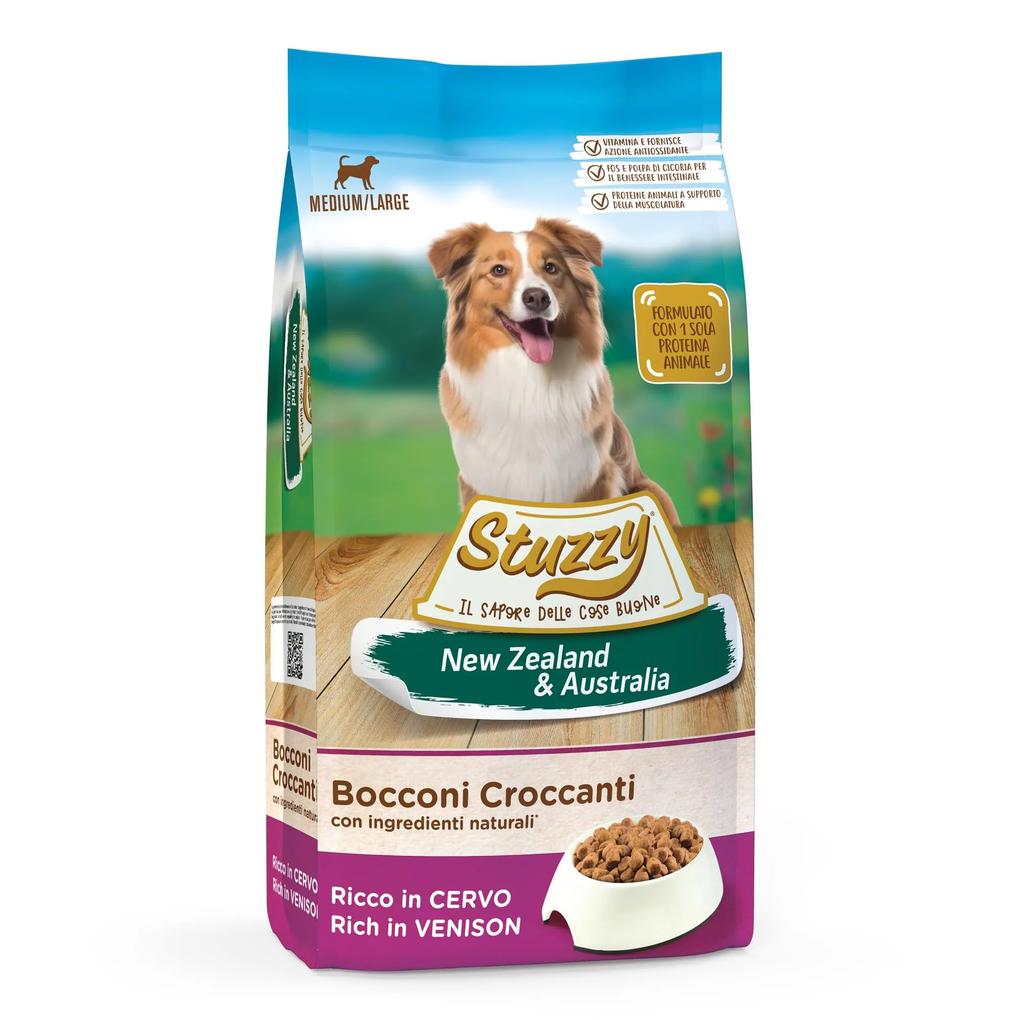 Stuzzy Cibo Secco per Cani Adulti al Gusto Cervo, Linea New Zealand & Australia, 12 kg - immagine 1