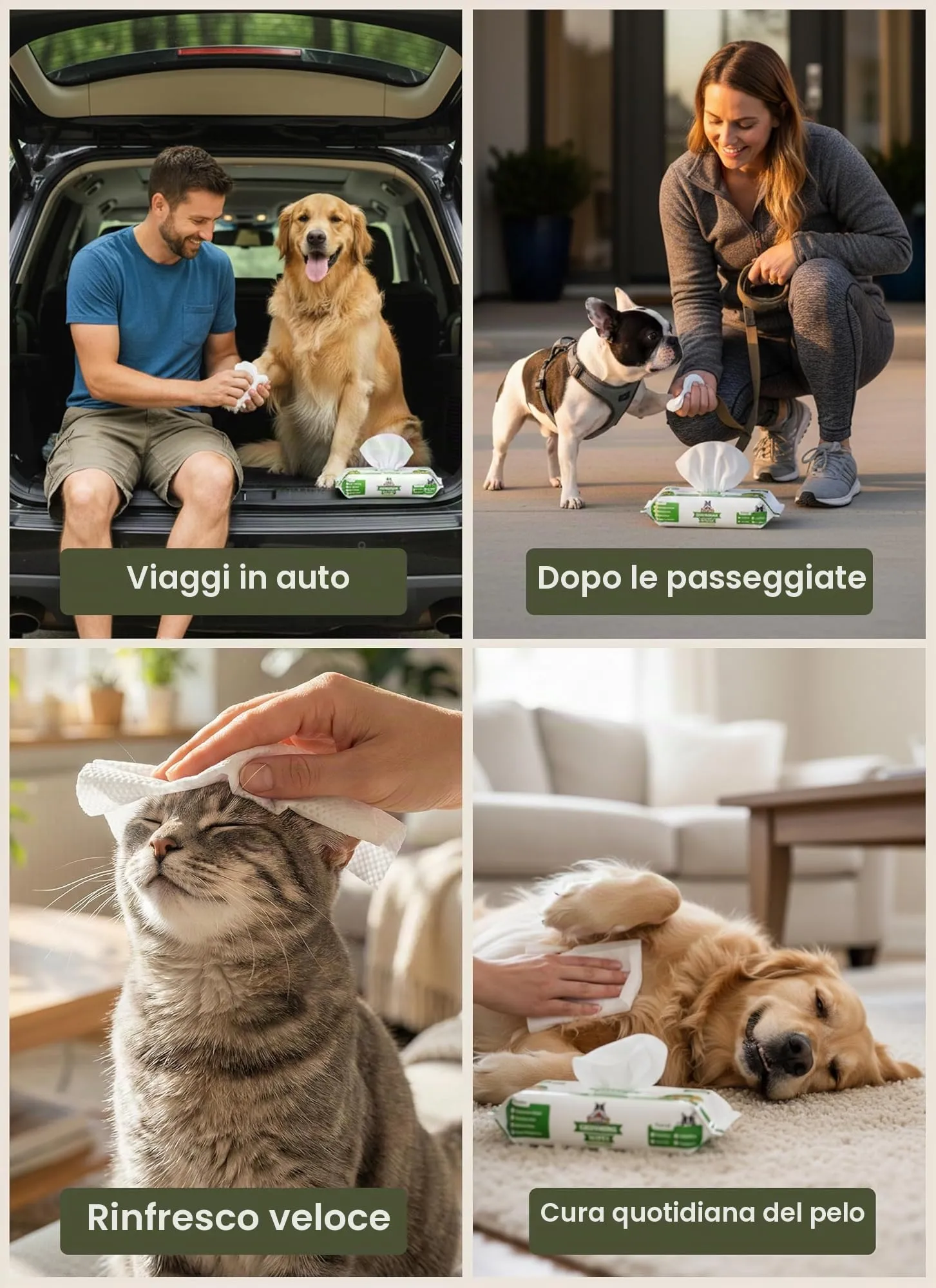 Pogi's Pet Supplies Salviette per Cani al Tè Verde, 400 Pezzi - immagine 4