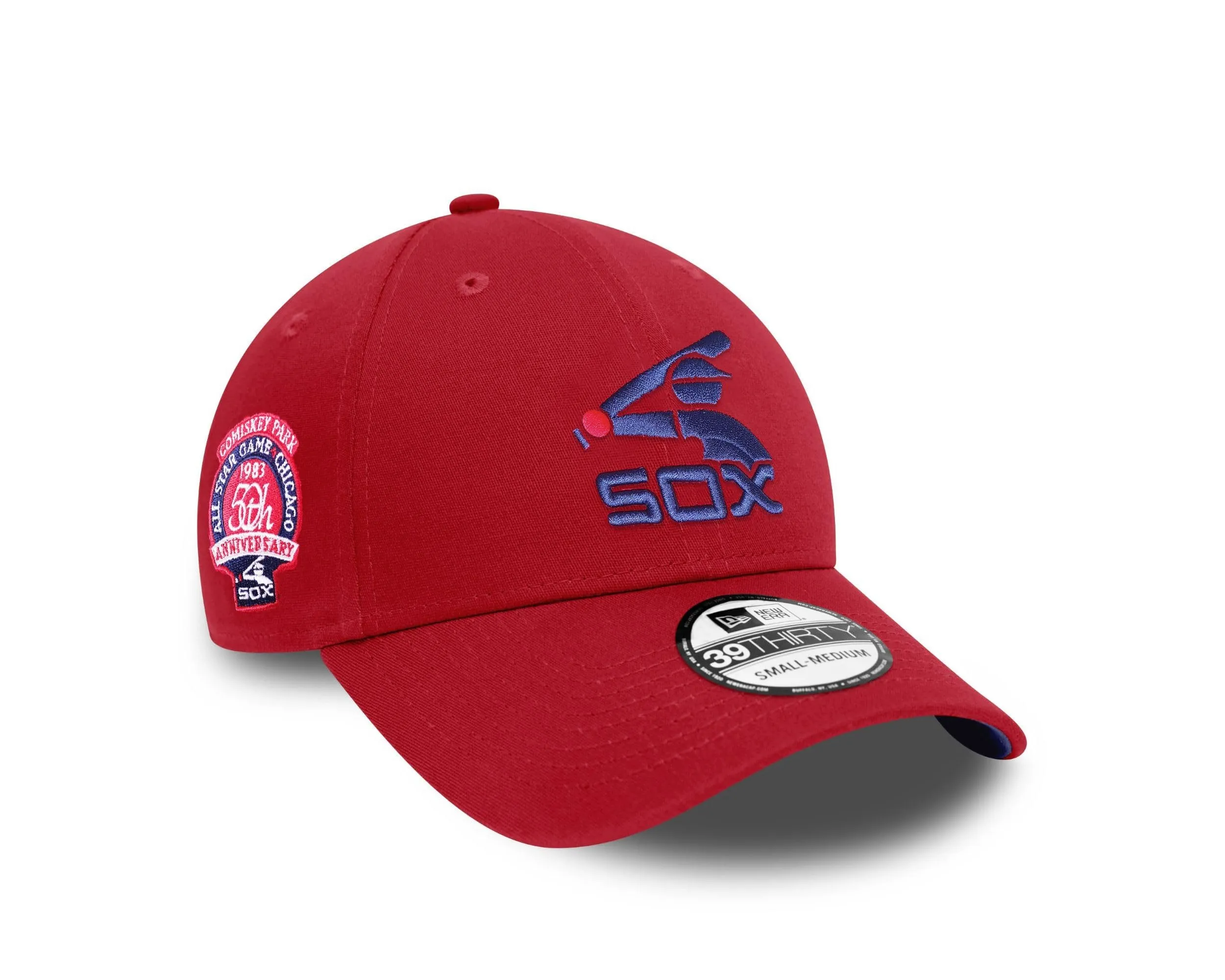 New Era Chicago White Sox MLB All-Star Game 50th Anniversary Sidepatch 39Thirty Stretch Cap, Scarlet Navy, M-L - immagine 1