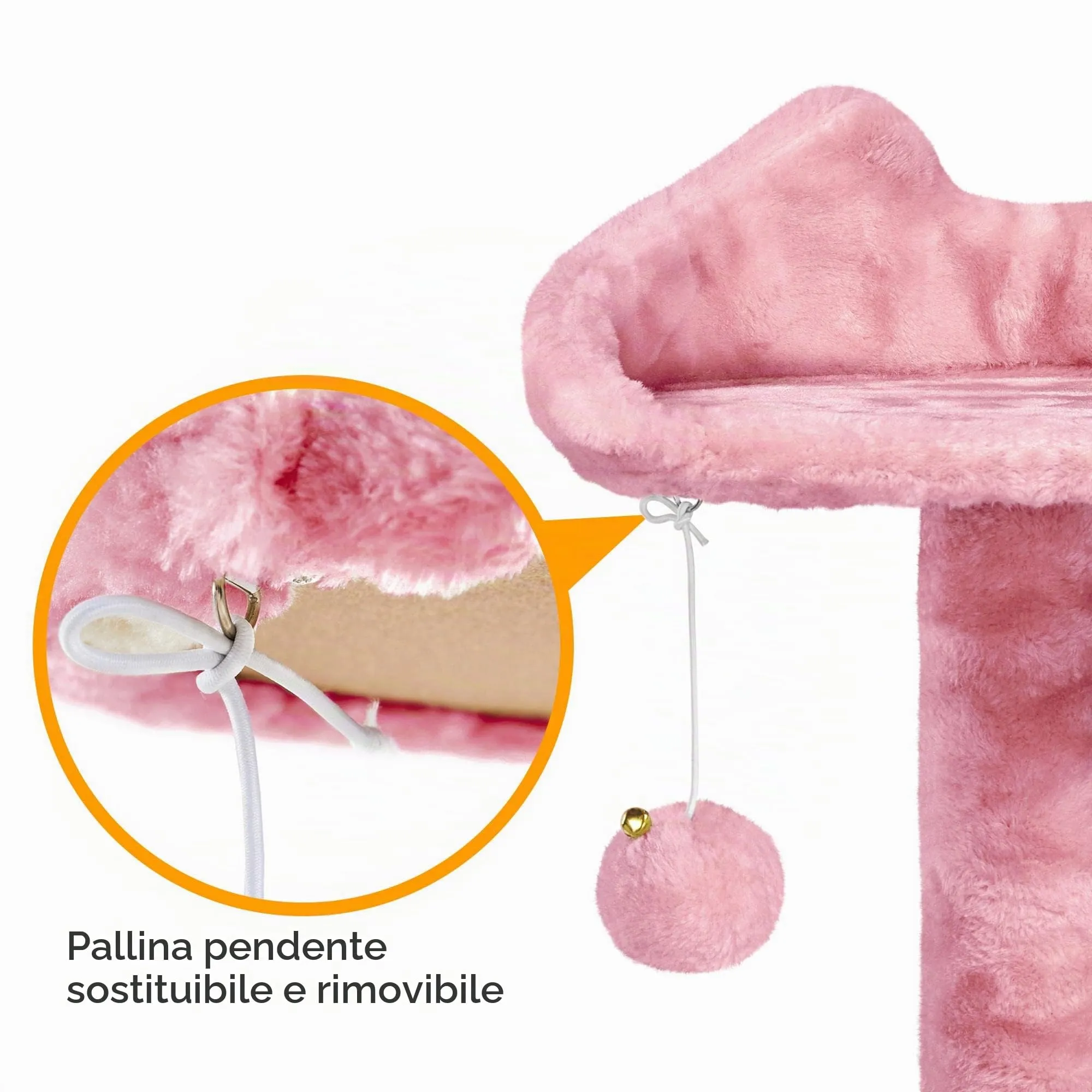 Yaheetech Albero Tiragraffi per Gatti Multilivello 158 cm, Rosa - immagine 7