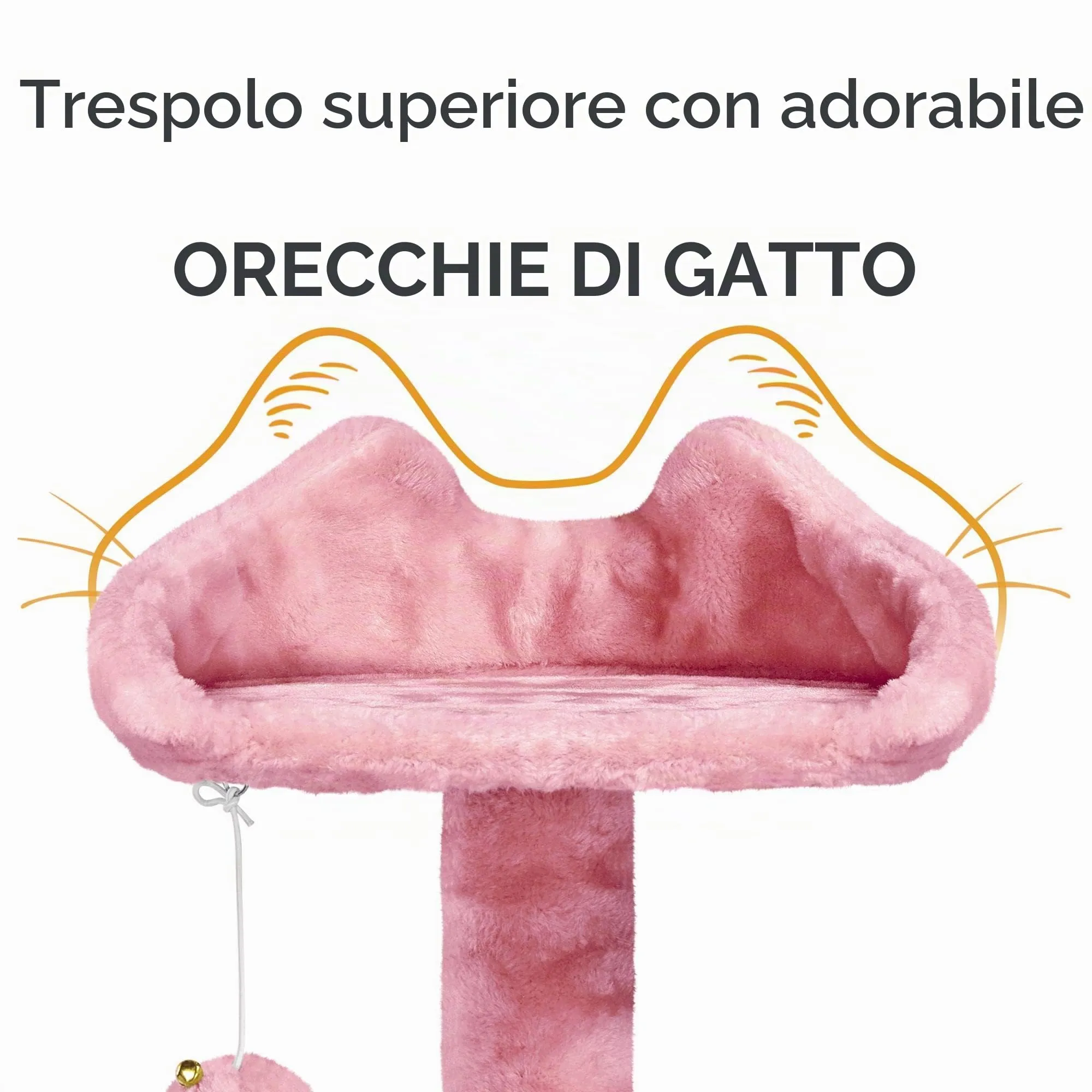 Yaheetech Albero Tiragraffi per Gatti Multilivello 158 cm, Rosa - immagine 8