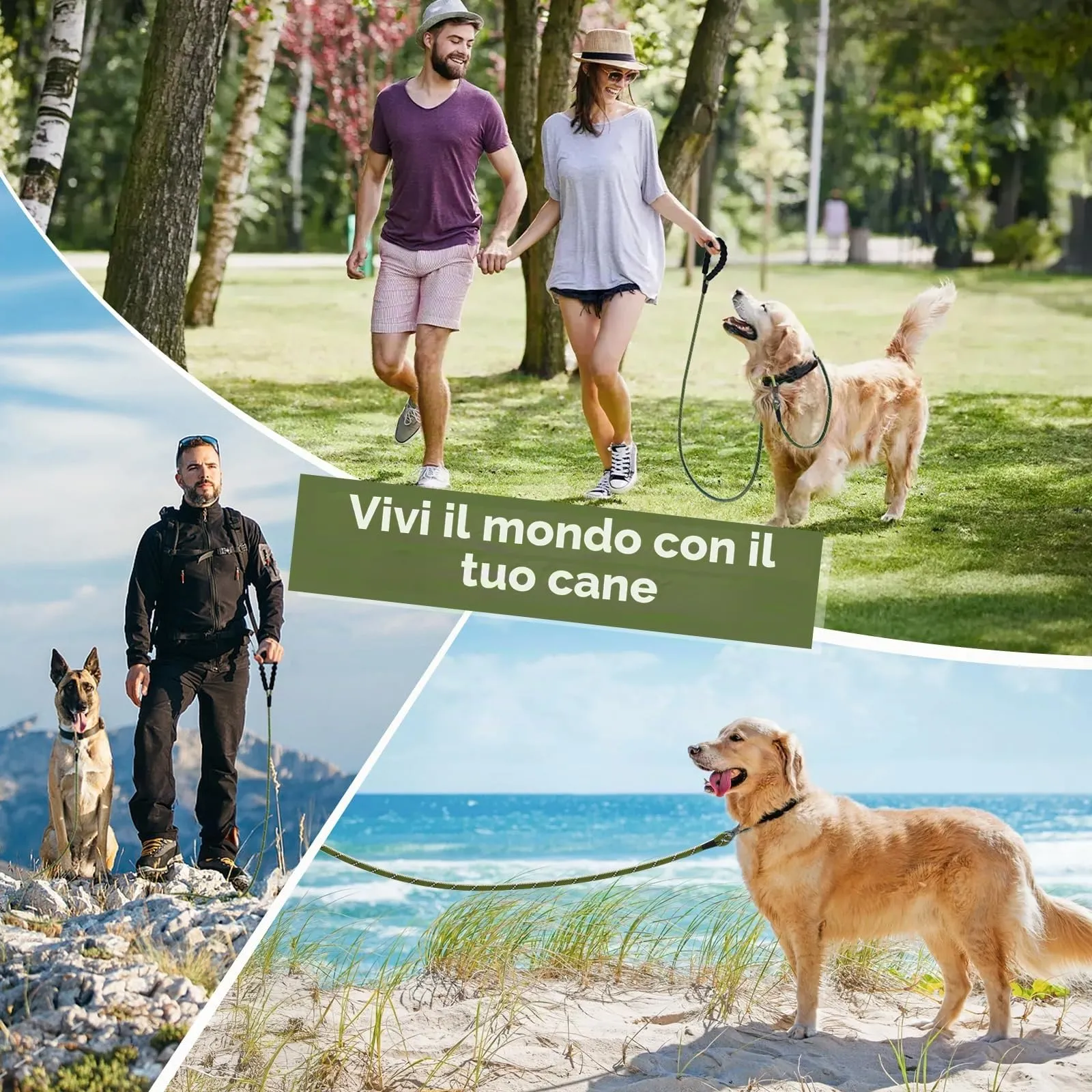X XBEN Guinzaglio Addestramento per Cani, 30 M x 8 mm, Nylon Verde Oliva - immagine 7