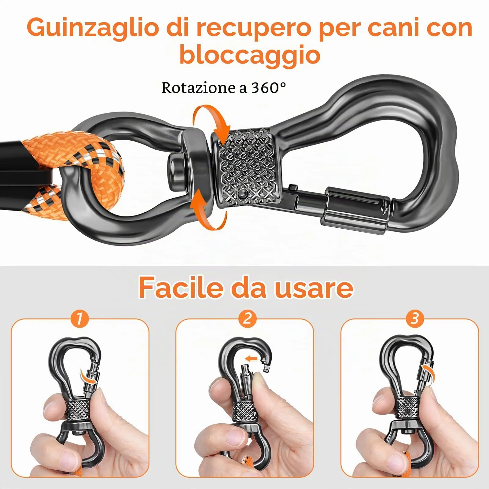 X XBEN Guinzaglio per Cani in Nylon, 3M x 8mm, con Gancio di Sicurezza e Maniglia Imbottita - immagine 2