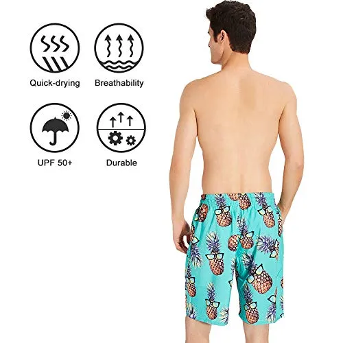 ALISISTER Costume Uomo Mare con Stampa 3D Ananas, Pantaloncini Spiaggia da Surf con Fodera in Mesh, M - immagine 4