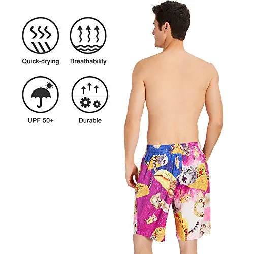 ALISISTER Costume da Bagno Uomo Stampa 3D Pizza Gatto, 3XL - immagine 3