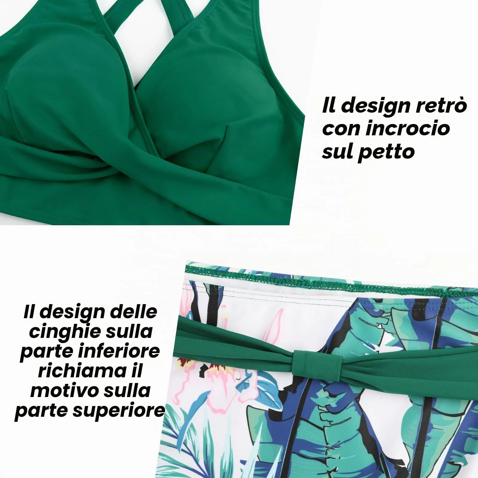 Adigaber Costume da Bagno Due Pezzi Donna Vita Alta Stampato Bikini Set - immagine 5