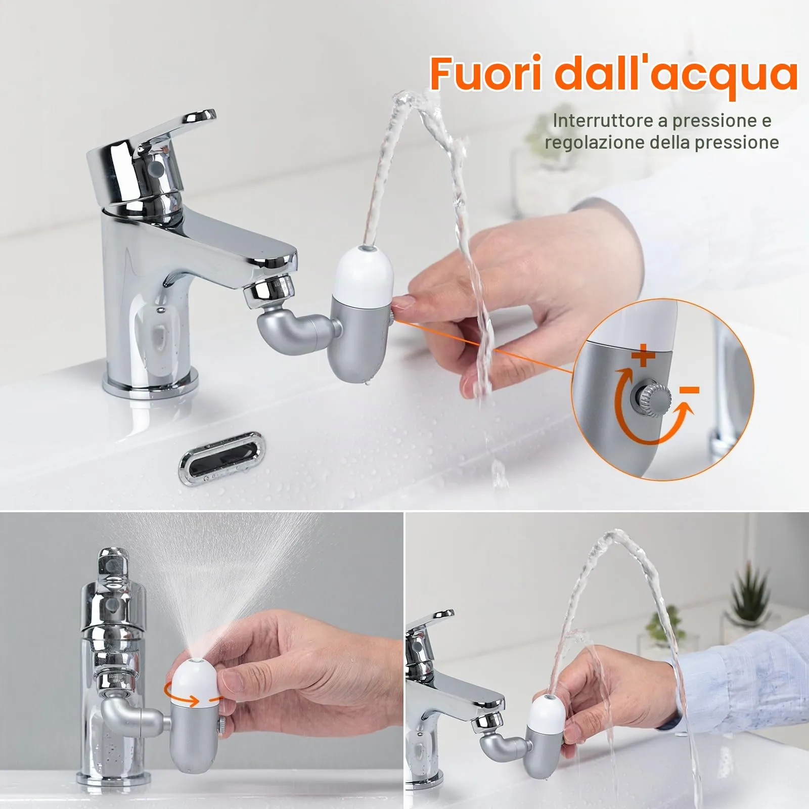 Ibergrif Prolunga Rubinetto 720 Gradi con 4 Modalità Getto - immagine 4