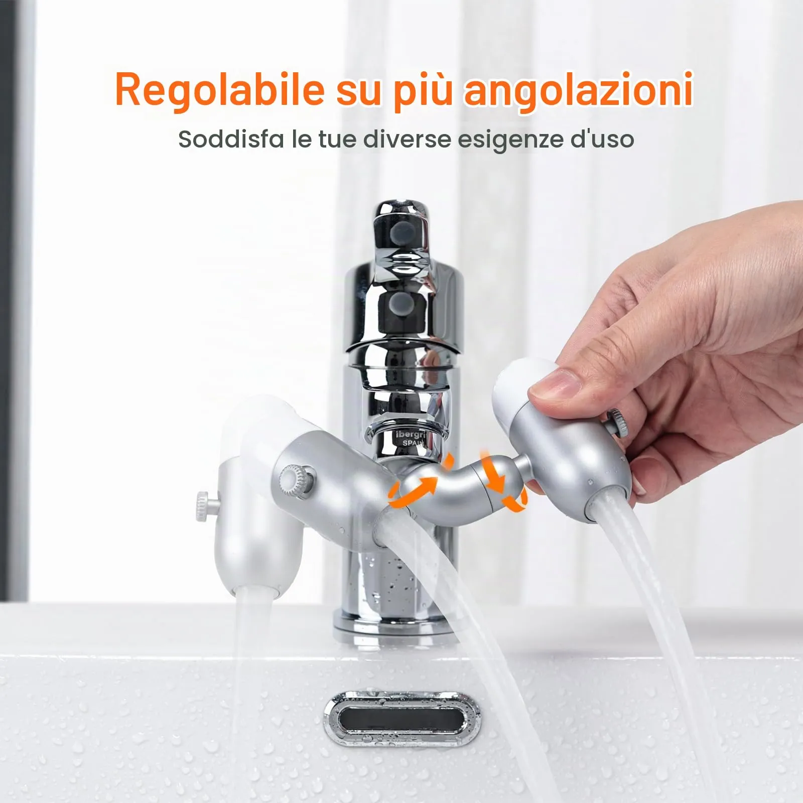 Ibergrif Prolunga Rubinetto 720 Gradi con 4 Modalità Getto - immagine 5