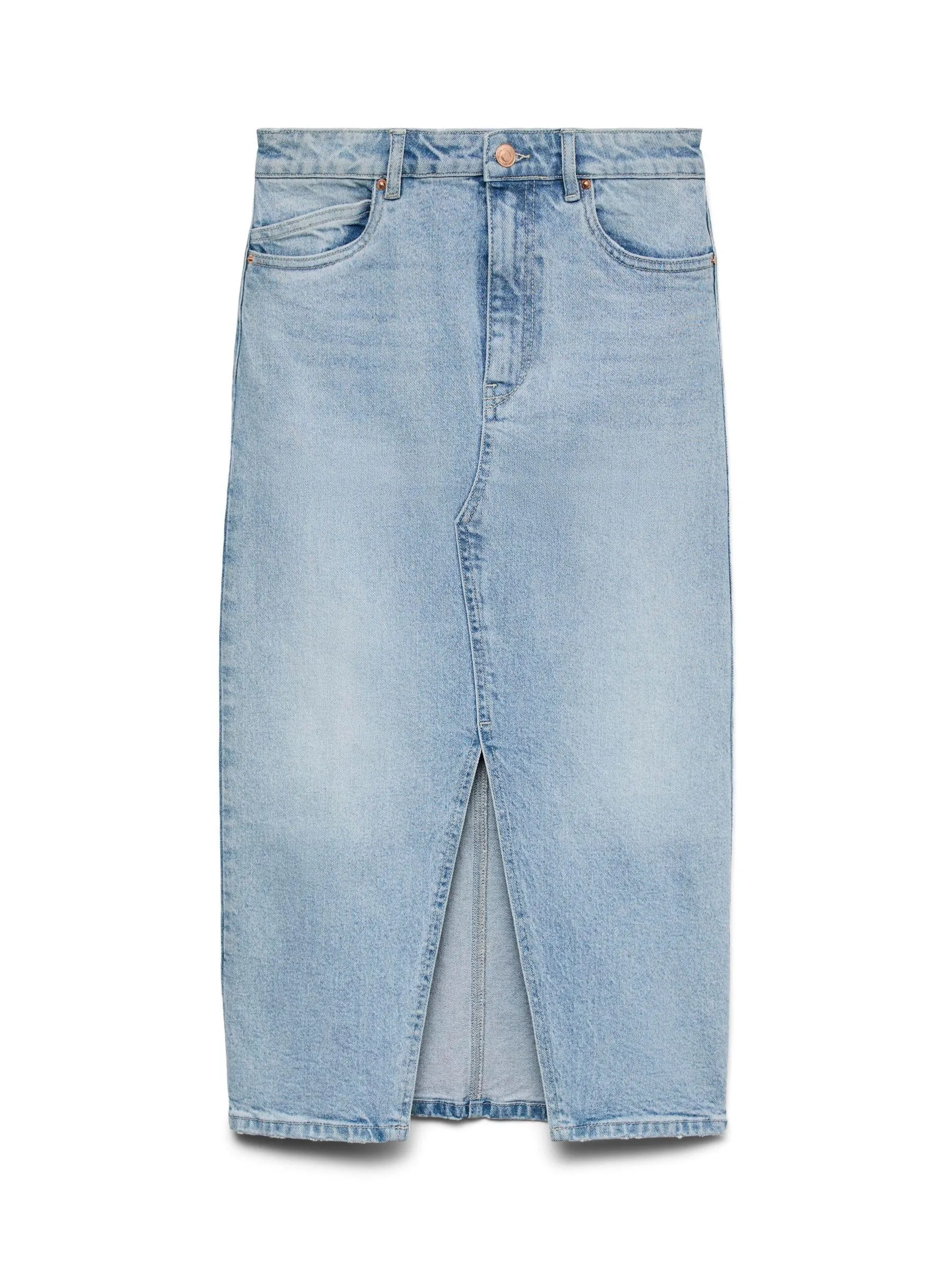 Vero Moda Vmveri HR Calf Denim Jeans Skirt, Light Blue, L - immagine 1