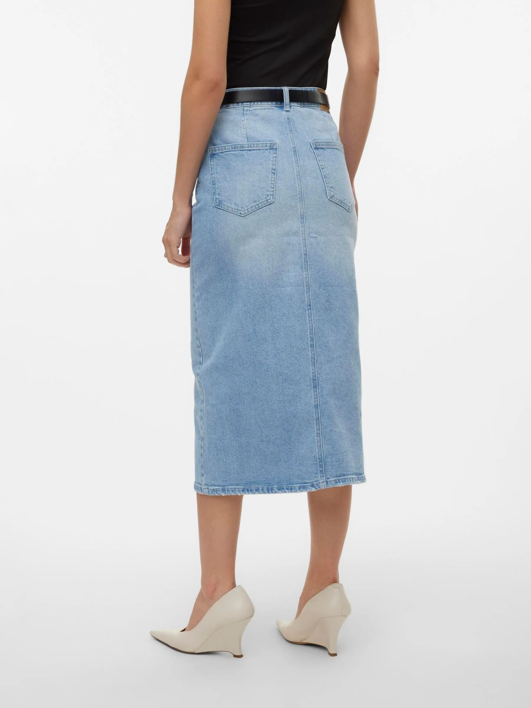 Vero Moda Vmveri HR Calf Denim Jeans Skirt, Light Blue, L - immagine 4