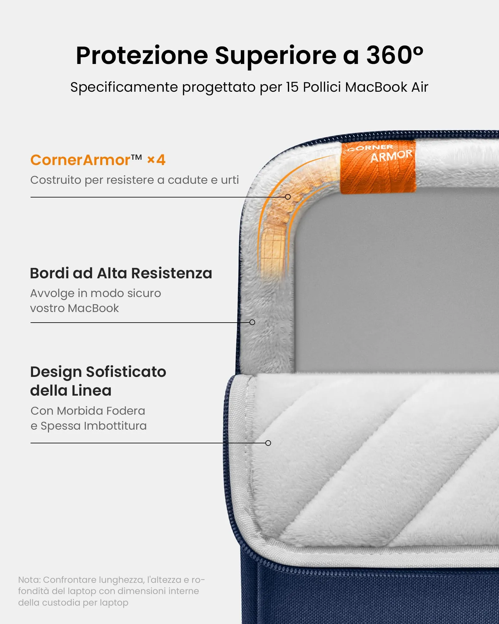 tomtoc Custodia per MacBook Air 15 Pollici M5/M4/M3/M2 Laptop Sleeve - immagine 4