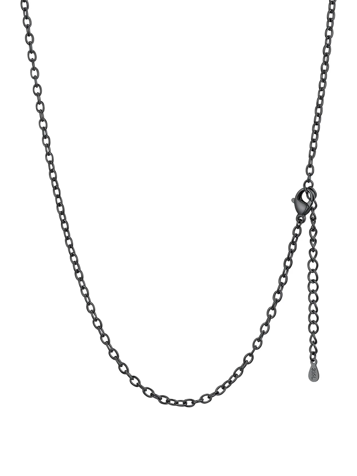 FaithHeart Catenina Donna Nero 2.5mm in Acciaio Inox 316L, 55cm - immagine 1