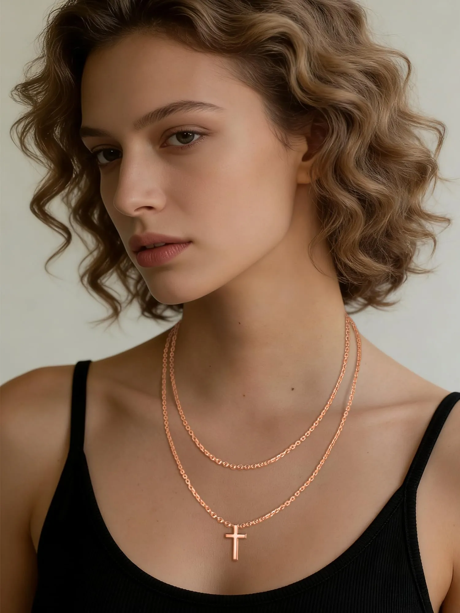 FaithHeart Catenina Donna Oro Rosa 2.5mm in Acciaio Inox 316L, 65cm - immagine 2