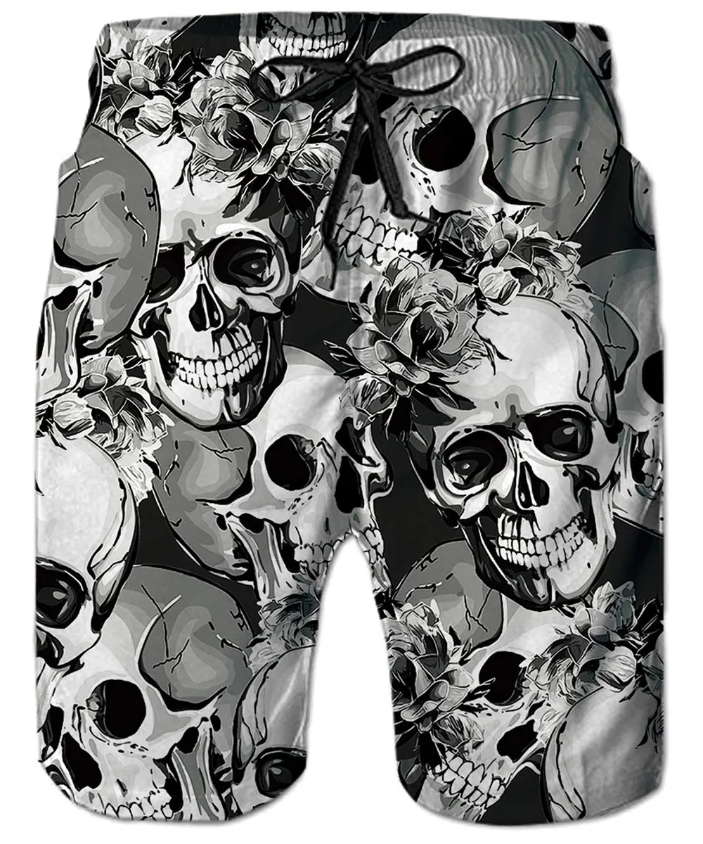 ALISISTER Costume da Bagno Uomo e Ragazzo 3D Cranio, Quick Dry, XL - immagine 1