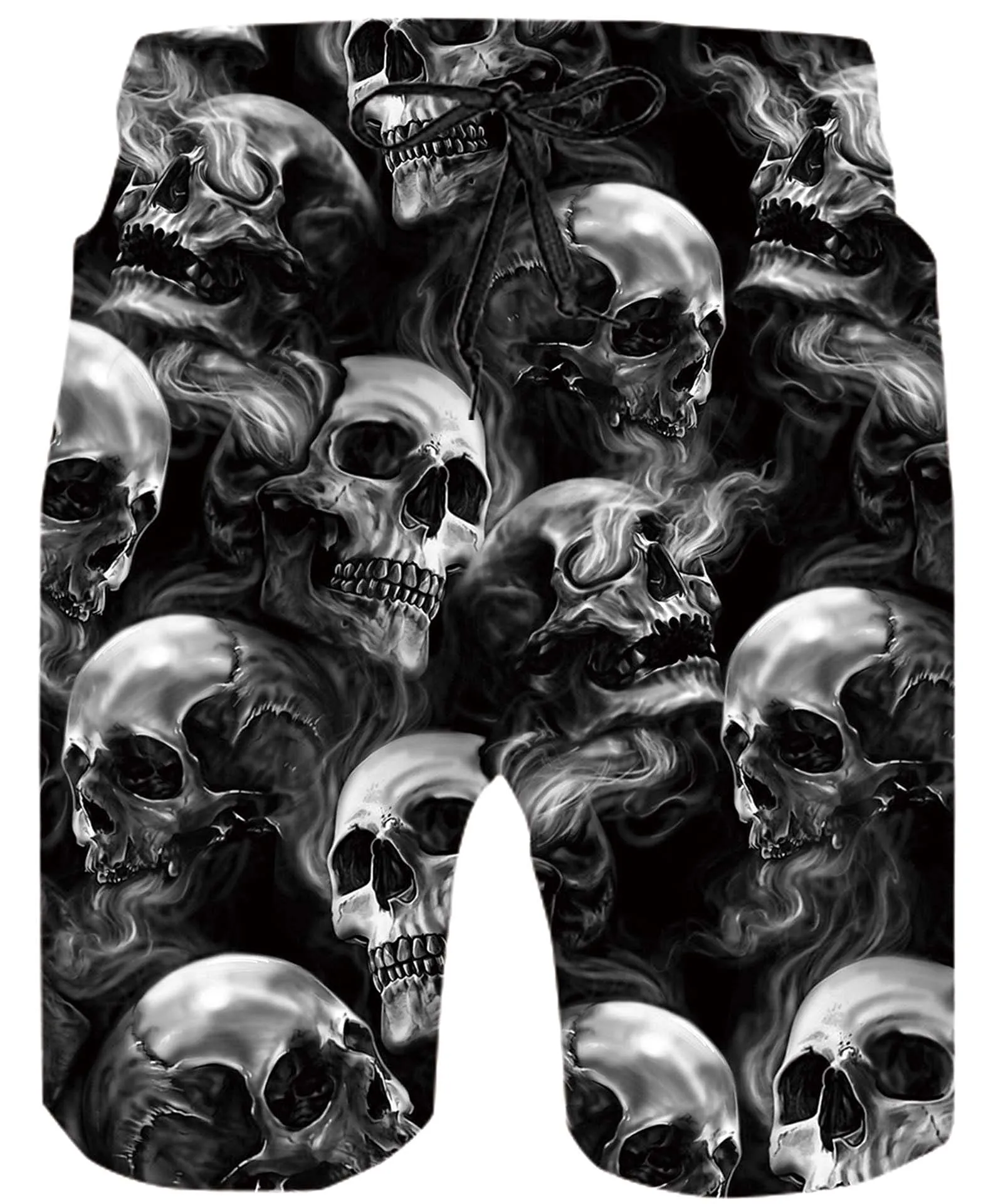 ALISISTER Pantaloncini da Bagno Uomo Stampa 3D Cranio Asciugatura Veloce con Fodera in Mesh e Tasche, M - immagine 1