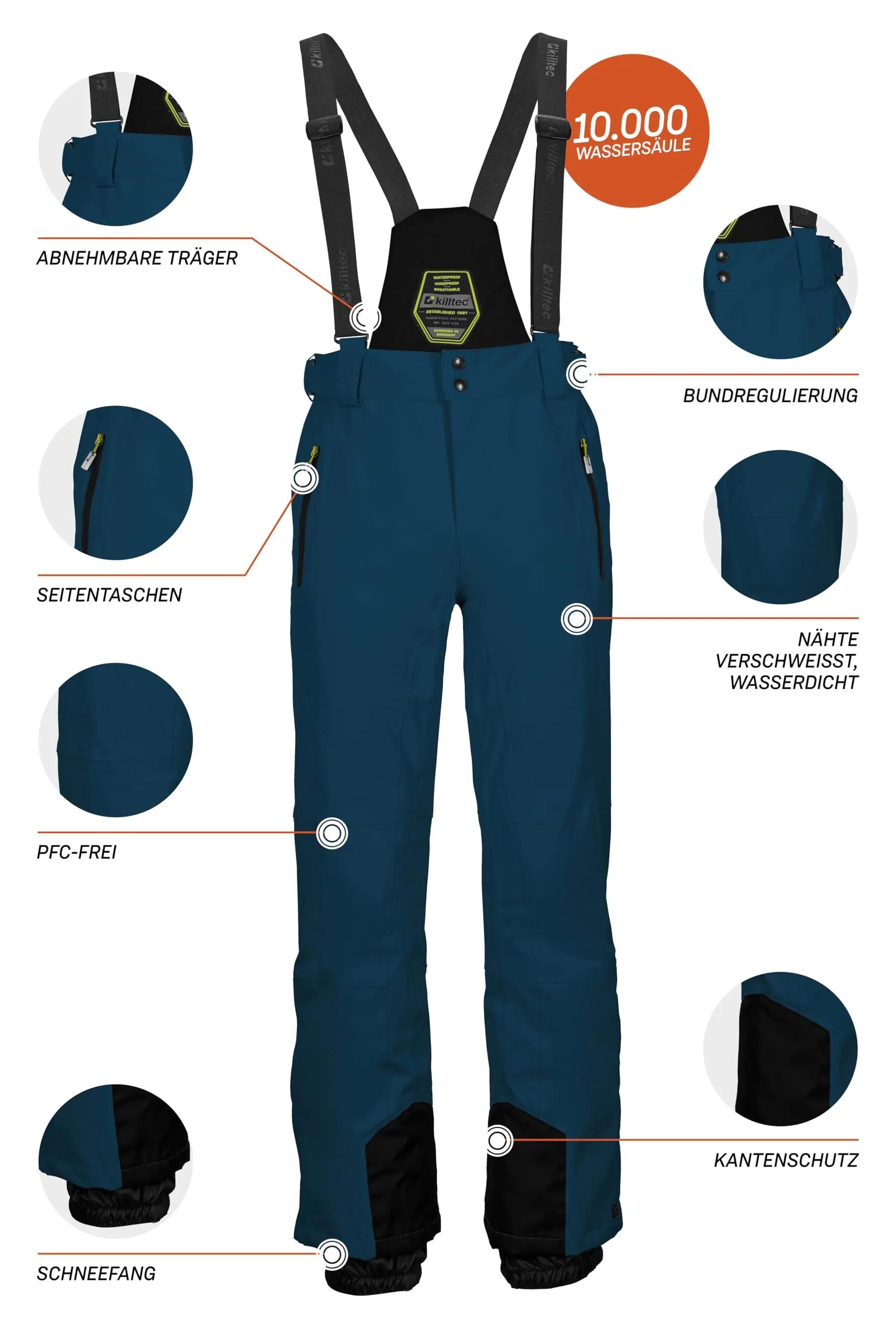 Killtec Pantaloni da Sci da Uomo Enosh, Petrolio Scuro, XL, 30920-000 - immagine 4