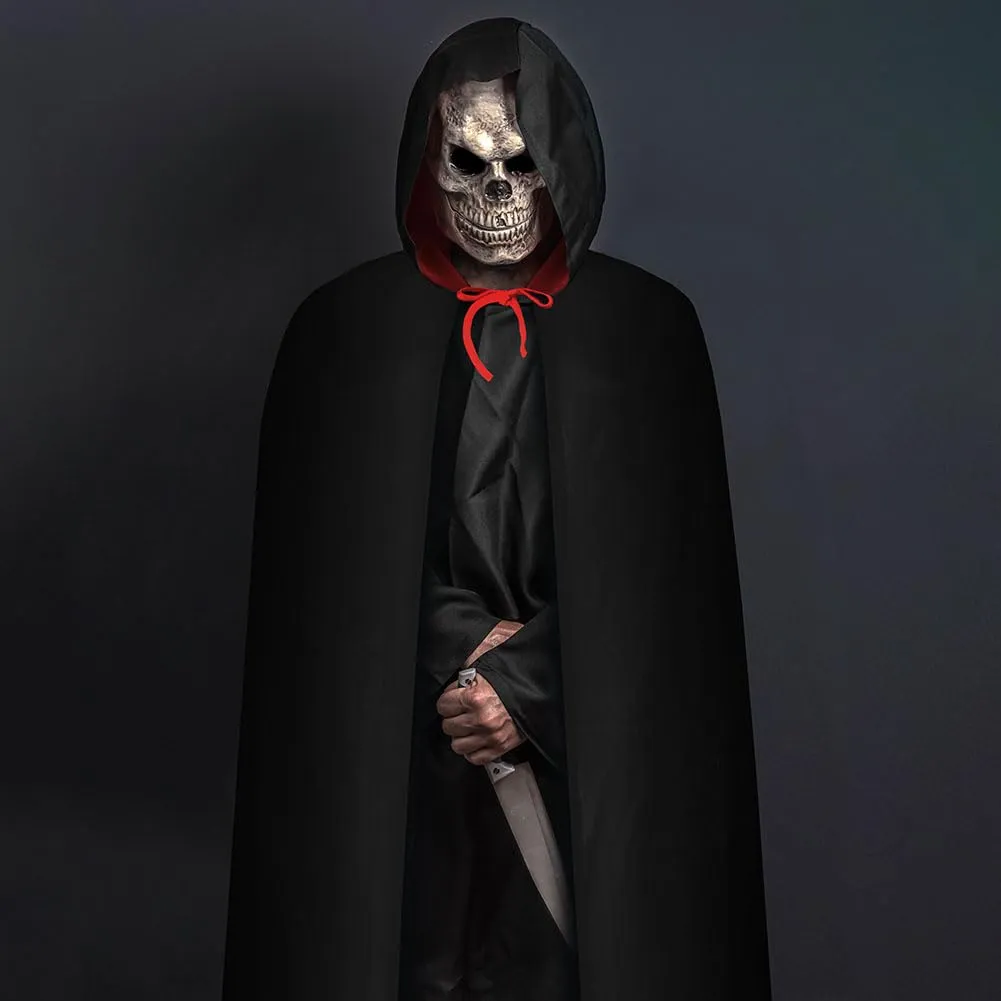 AOOWU Mantello con Cappuccio Reversibile Nero e Rosso per Adulti, 150cm - immagine 5