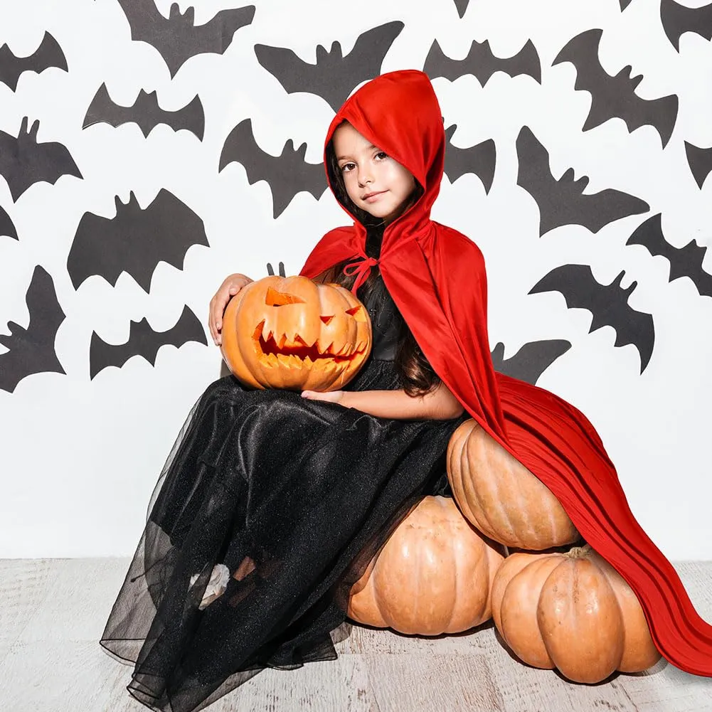 AOOWU Mantello con Cappuccio Reversibile Nero e Rosso per Adulti, 150cm - immagine 6