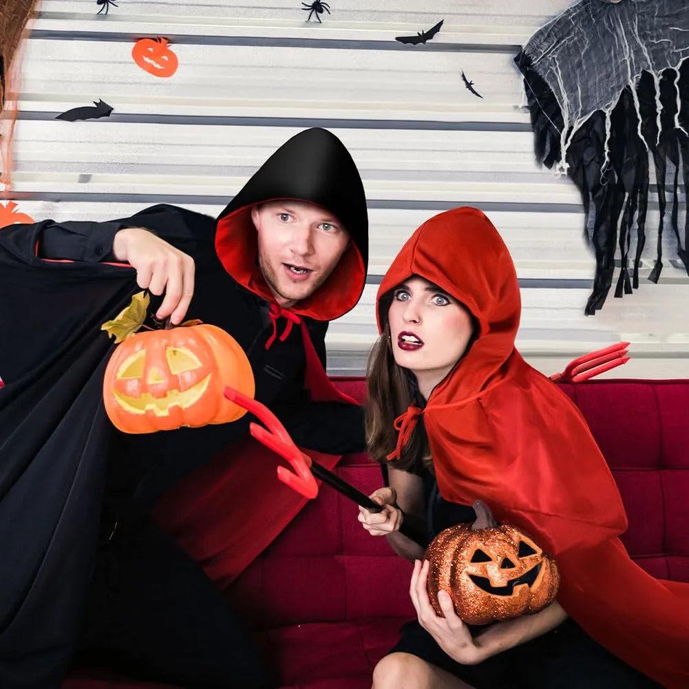 AOOWU Mantello con Cappuccio Reversibile Nero e Rosso per Adulti, 150cm - immagine 7