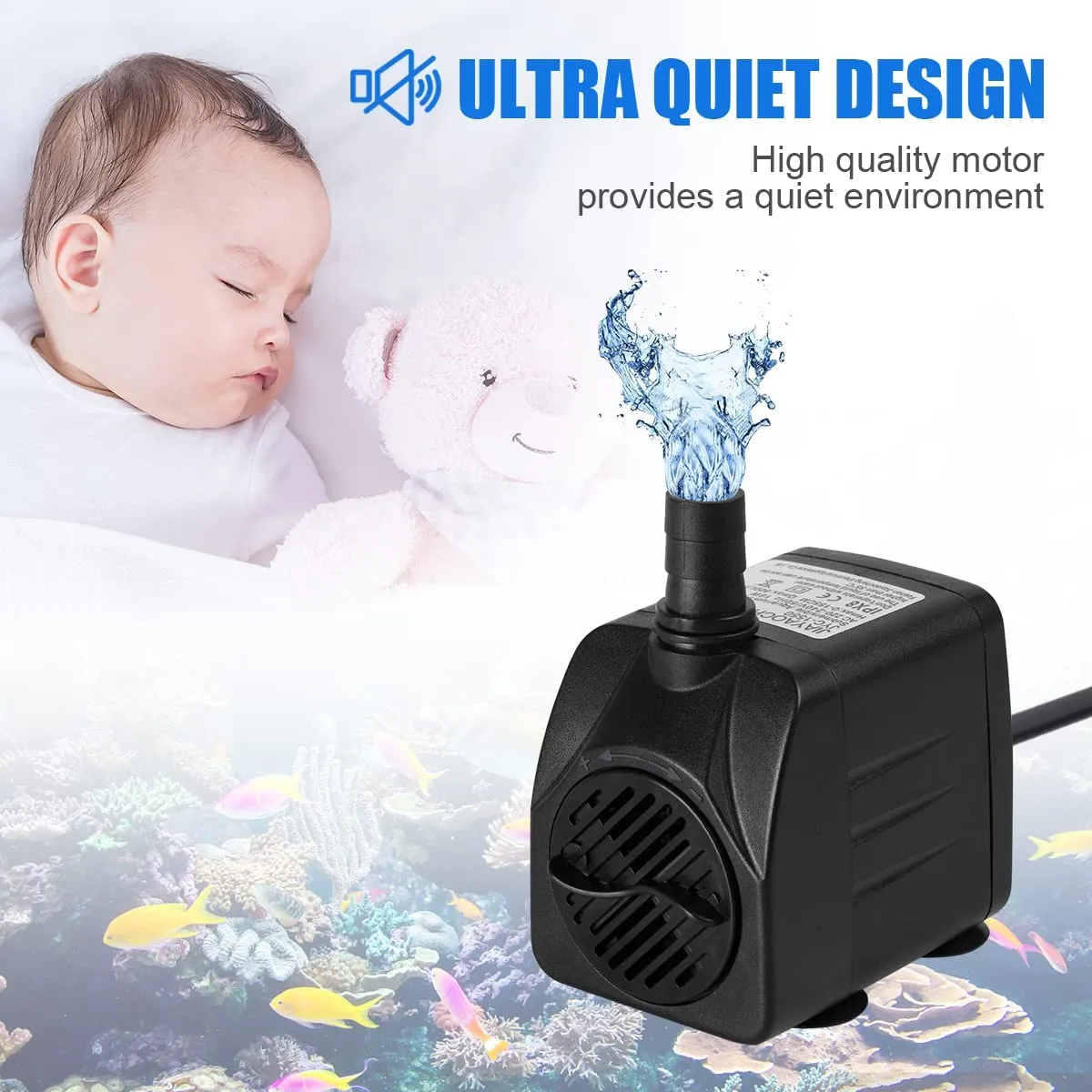 Flintronic Mini Pompa Acqua Sommergibile 10W 600L/H - immagine 3