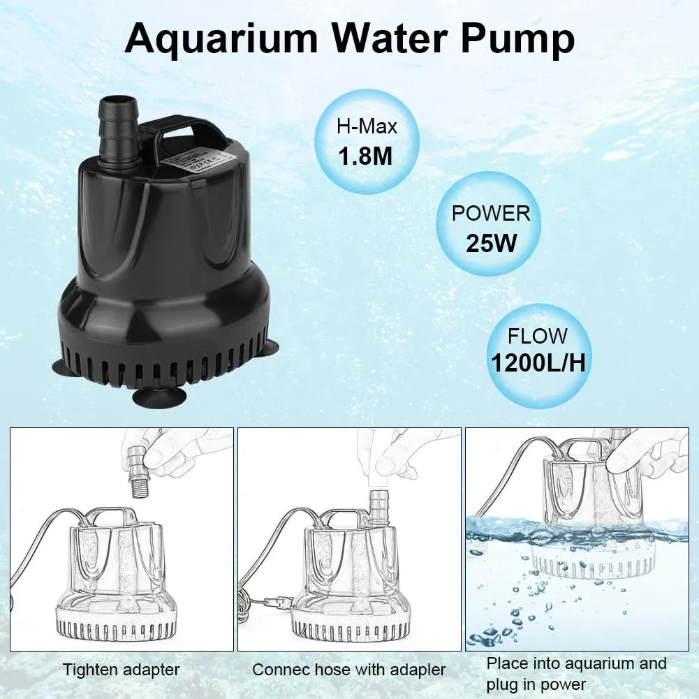 Flintronic Mini Pompa Acqua Sommergibile, 25W 1200L/H - immagine 5