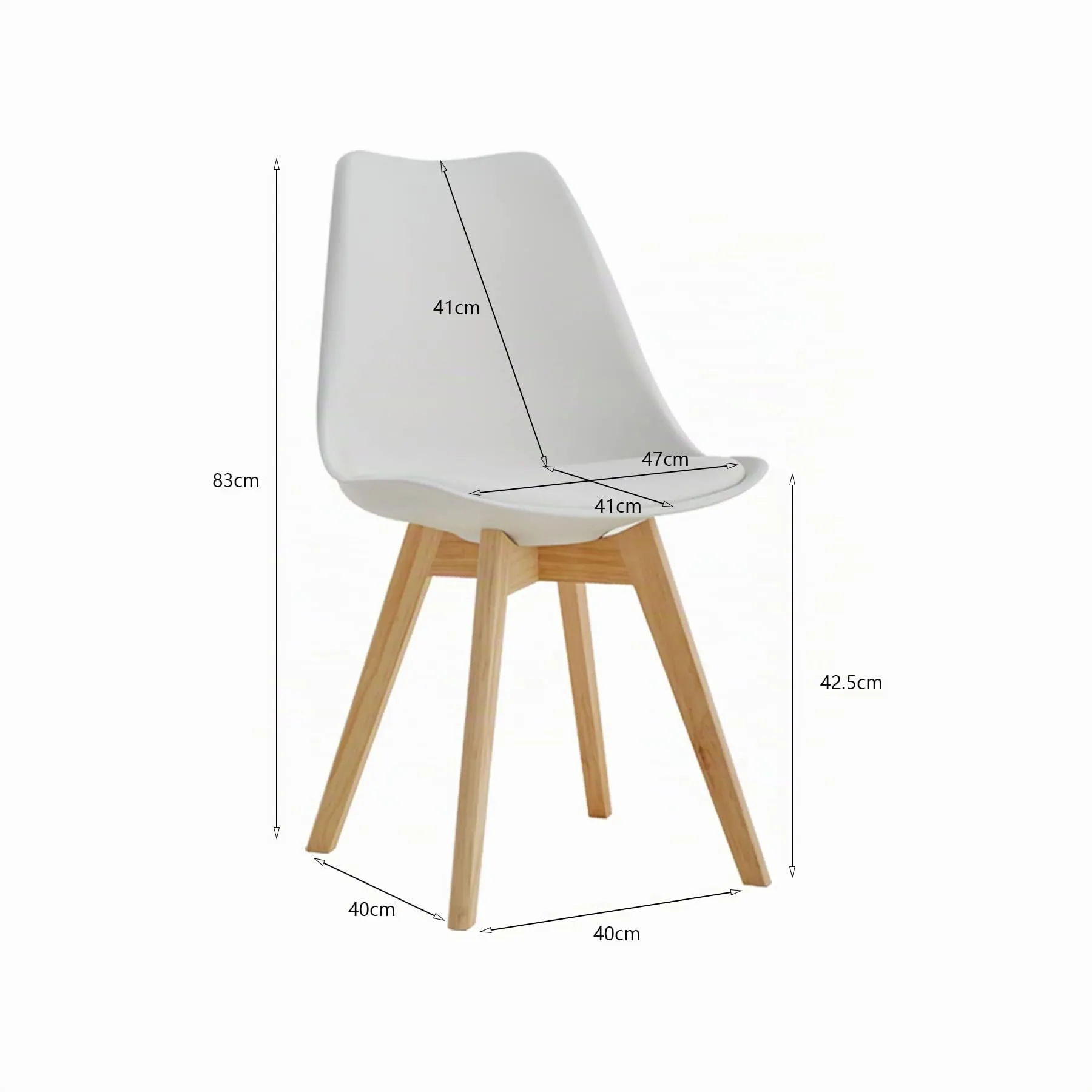 GrandCA HOME Set di 8 Sedie da Pranzo e Cucina in Pelle con Gambe in Legno di Pino, Bianco-PE - immagine 3