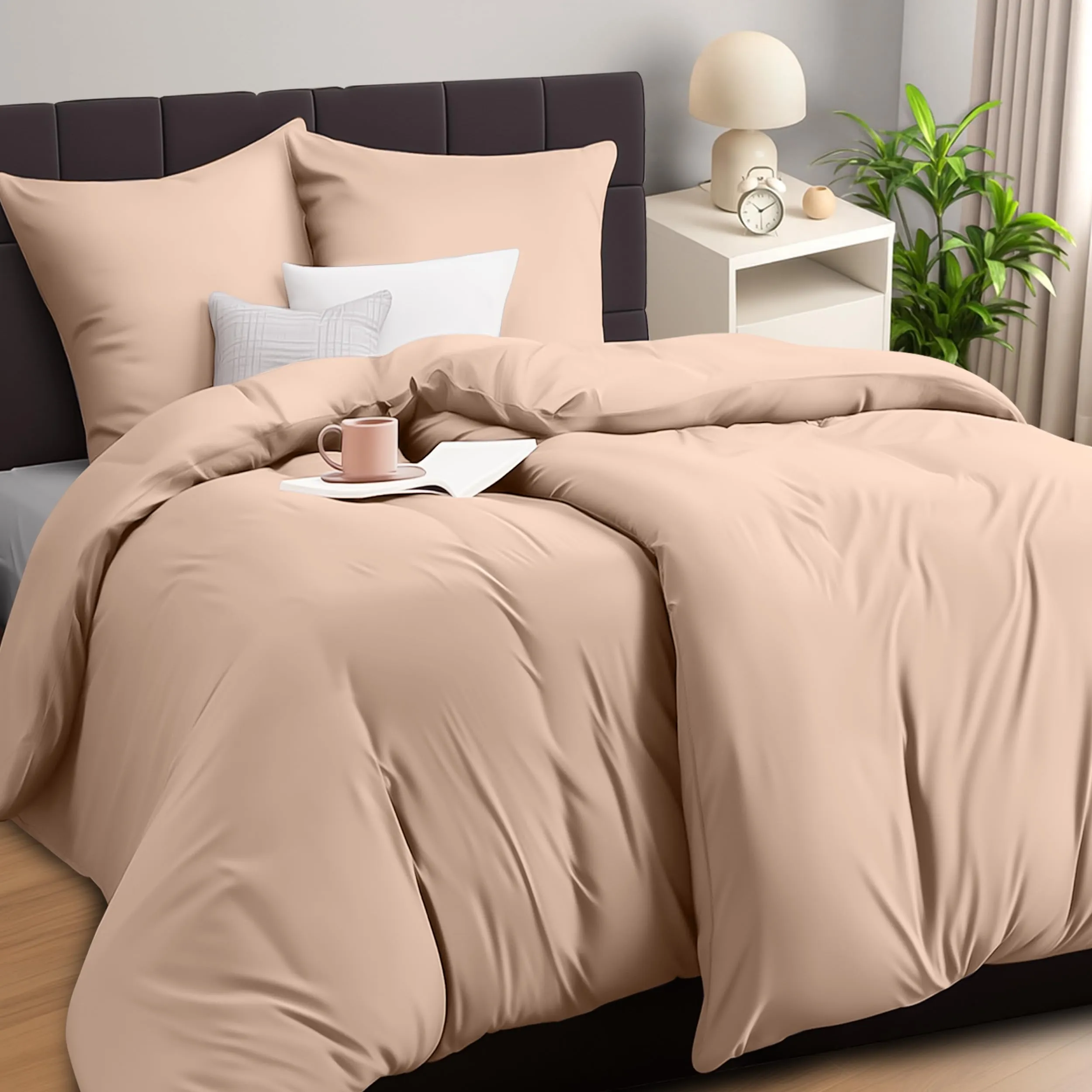 Utopia Bedding Set Copripiumino 135x200cm e Federe 80x80cm, Beige - immagine 1