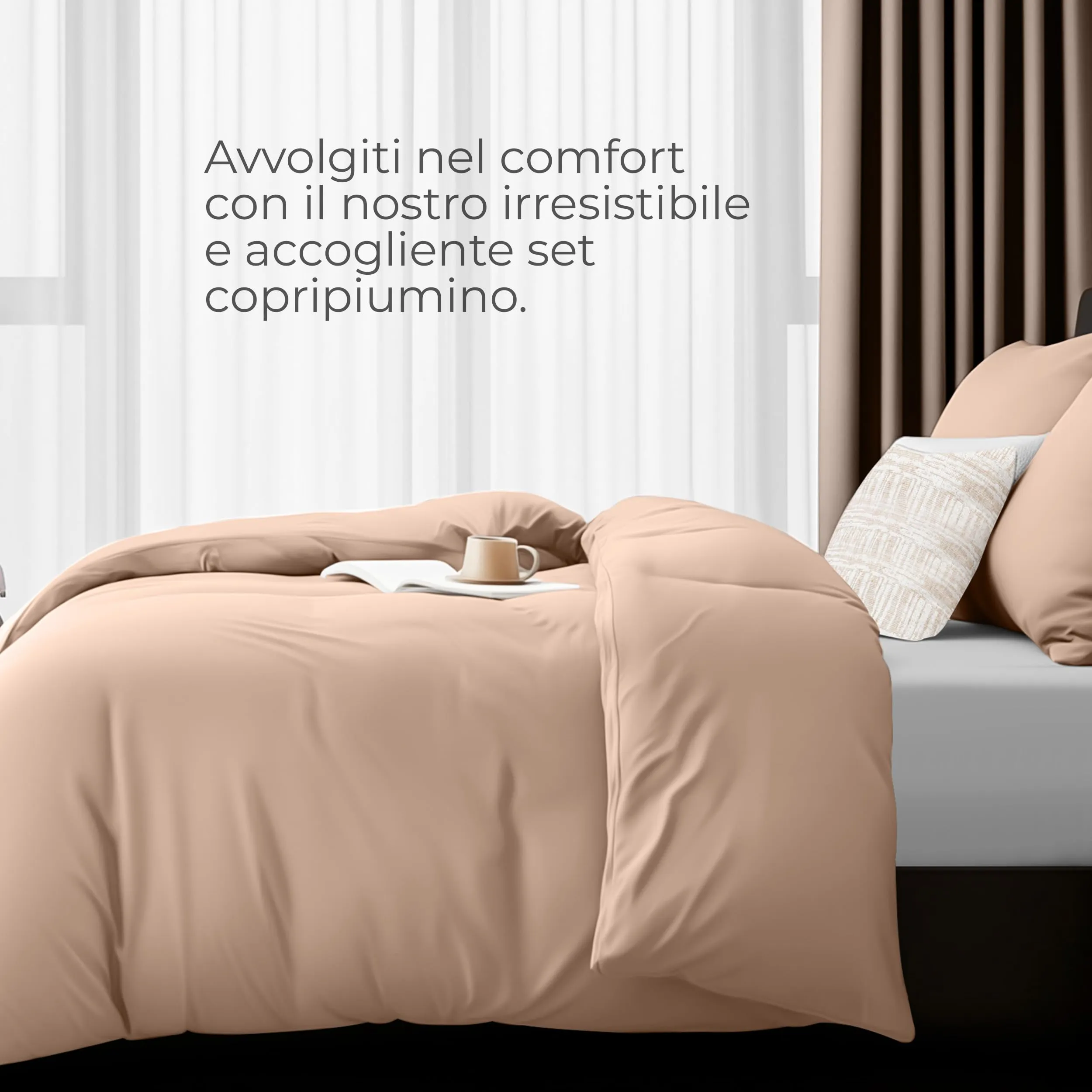 Utopia Bedding Set Copripiumino 135x200cm e Federe 80x80cm, Beige - immagine 3