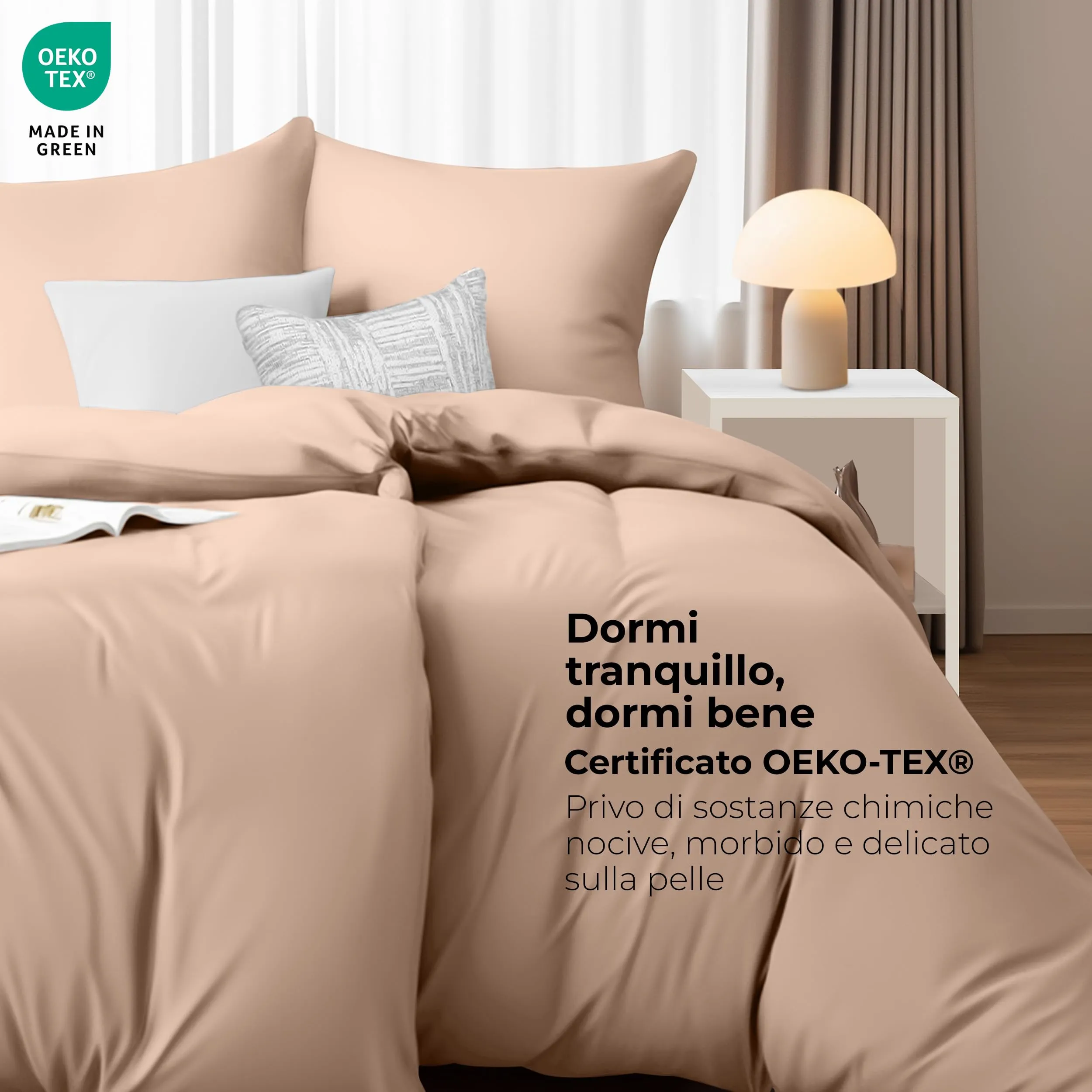Utopia Bedding Set Copripiumino 135x200cm e Federe 80x80cm, Beige - immagine 4