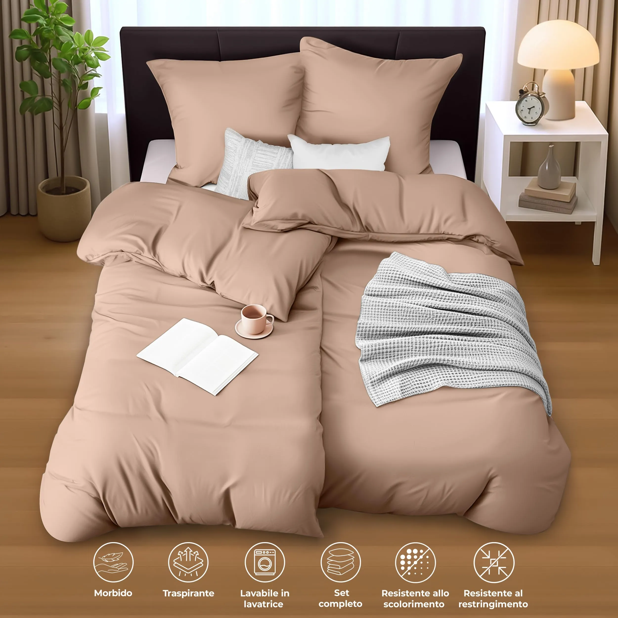 Utopia Bedding Set Copripiumino 135x200cm e Federe 80x80cm, Beige - immagine 5
