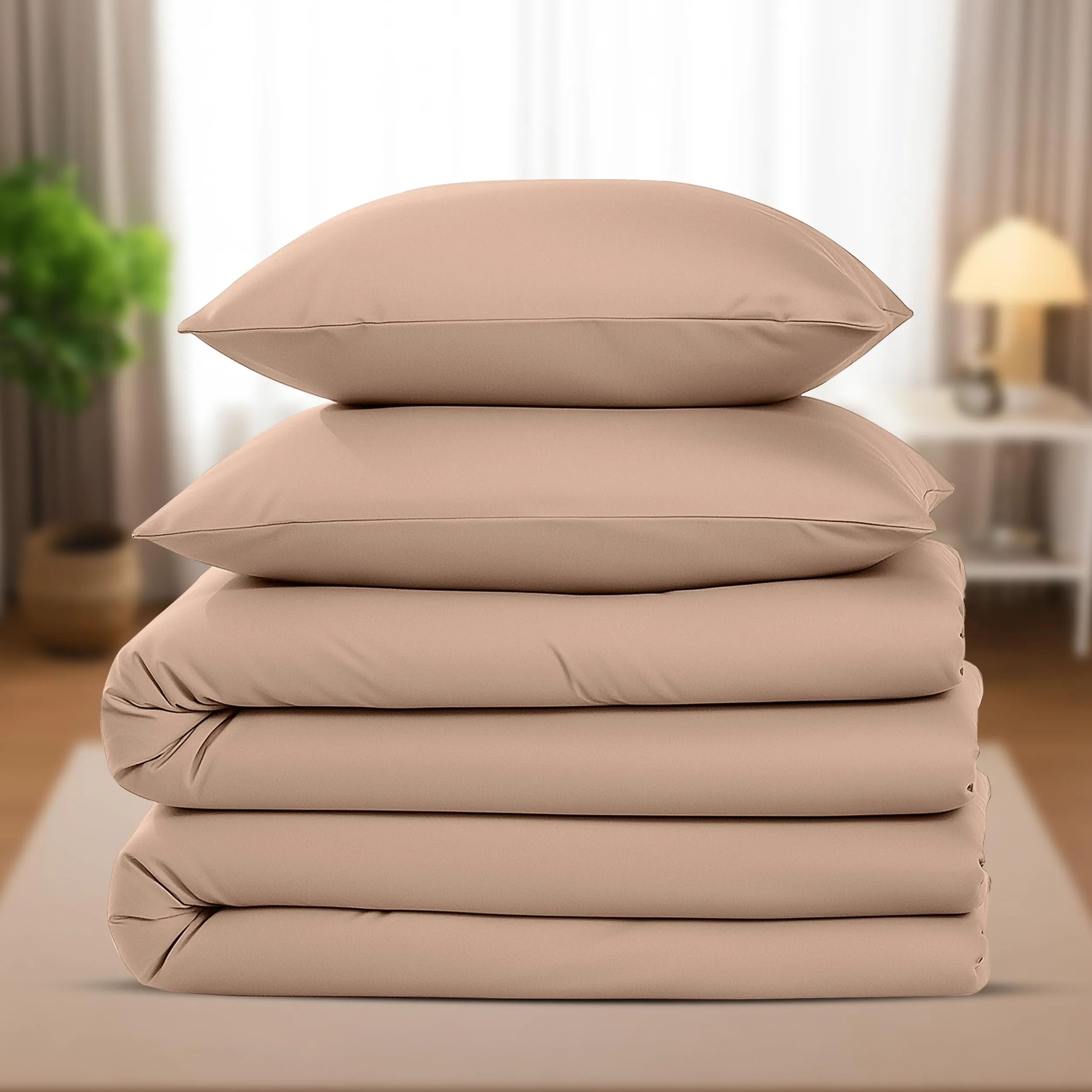 Utopia Bedding Set Copripiumino 135x200cm e Federe 80x80cm, Beige - immagine 6