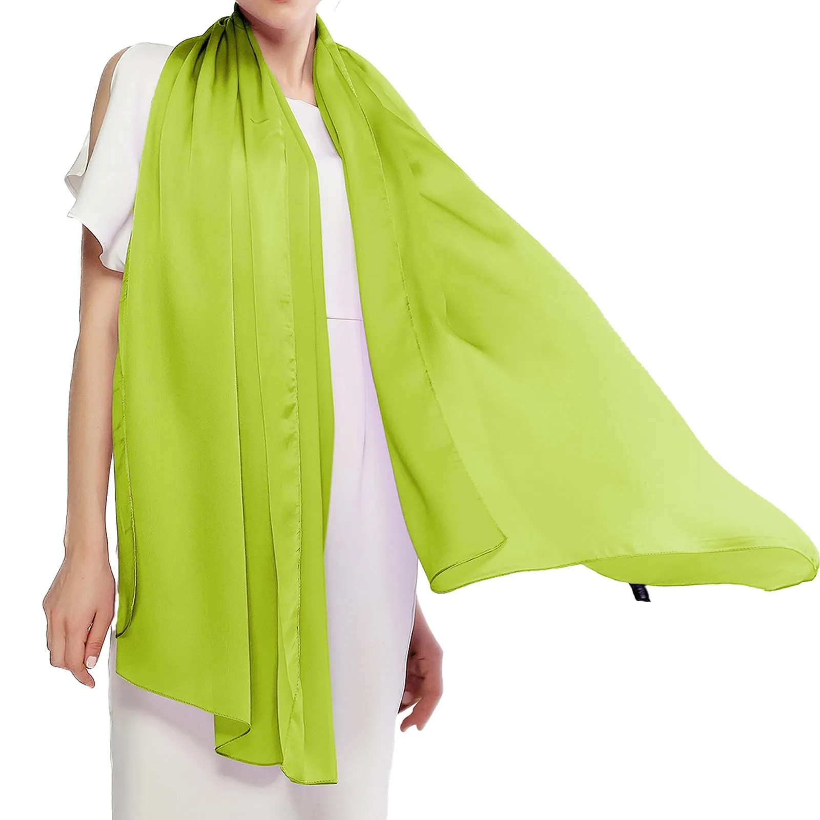 RIIQIICHY Sciarpa in Seta Chiffon per Donna, Large - immagine 1