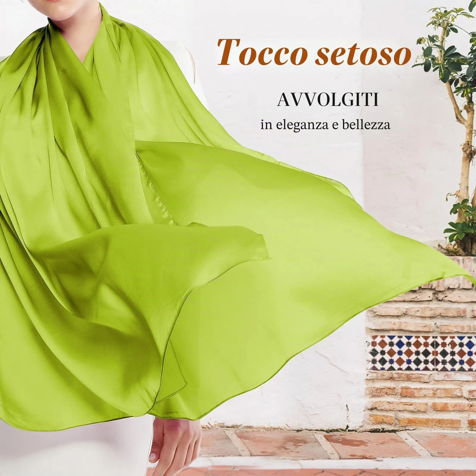 RIIQIICHY Sciarpa in Seta Chiffon per Donna, Large - immagine 2