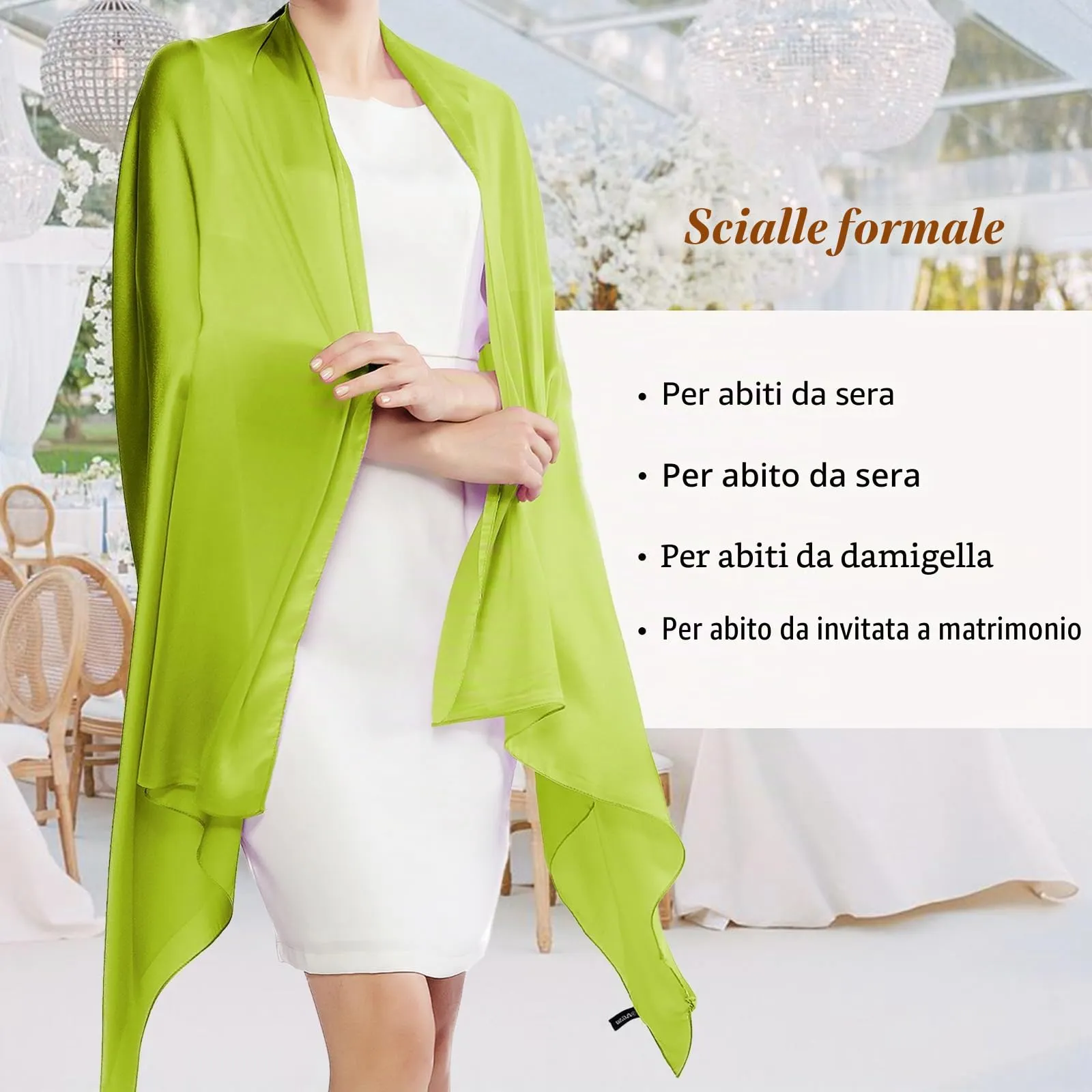 RIIQIICHY Sciarpa in Seta Chiffon per Donna, Large - immagine 4