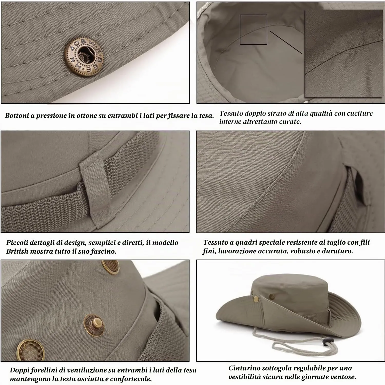Favuit Cappello Boonie Pieghevole a Tesa Larga per Uomo e Donna - immagine 4