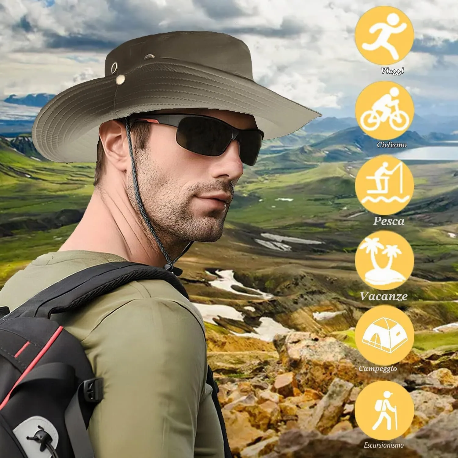 Favuit Cappello Boonie Pieghevole a Tesa Larga per Uomo e Donna - immagine 5