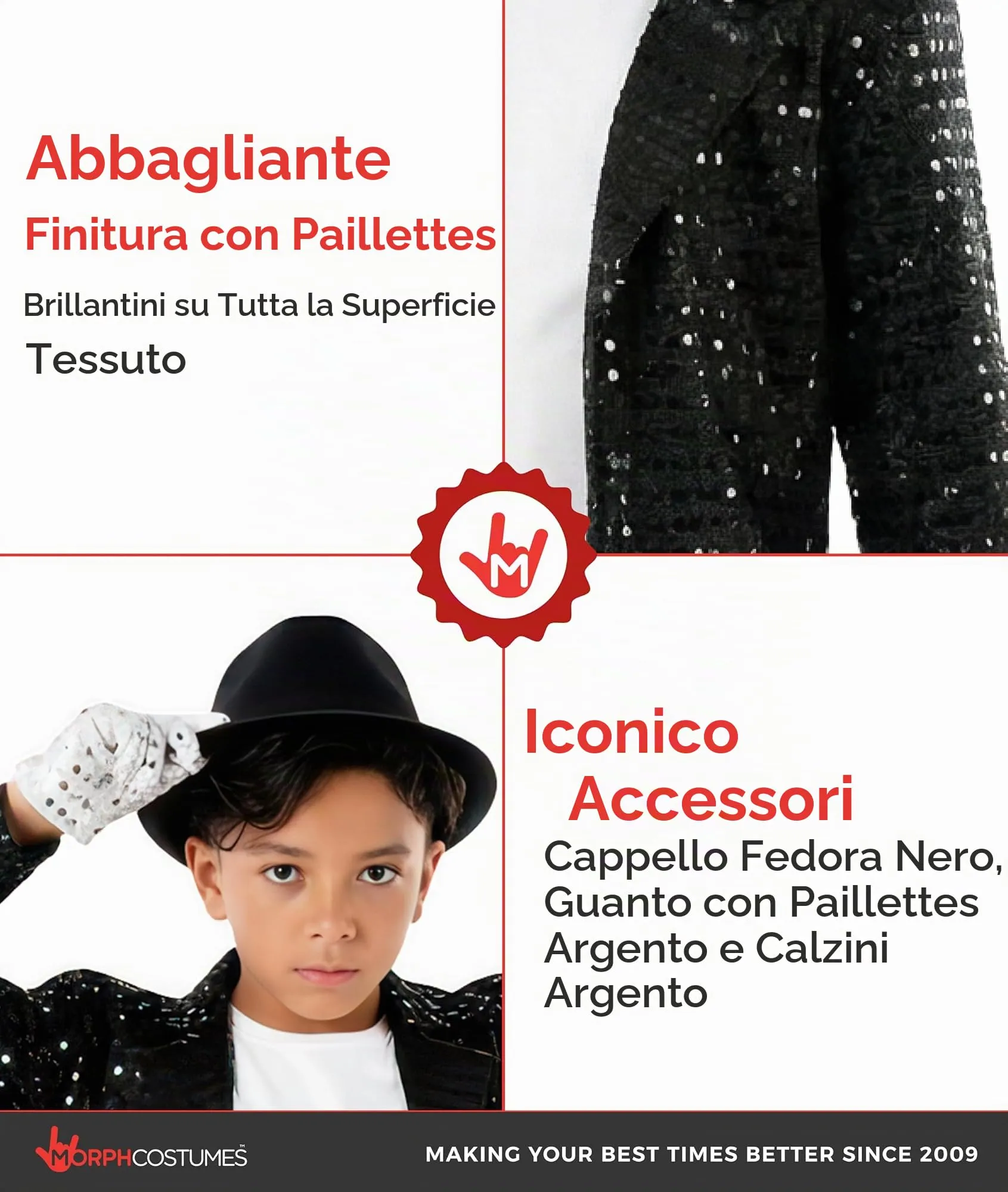 Morph Costume Star del Pop Bambino, L - immagine 3