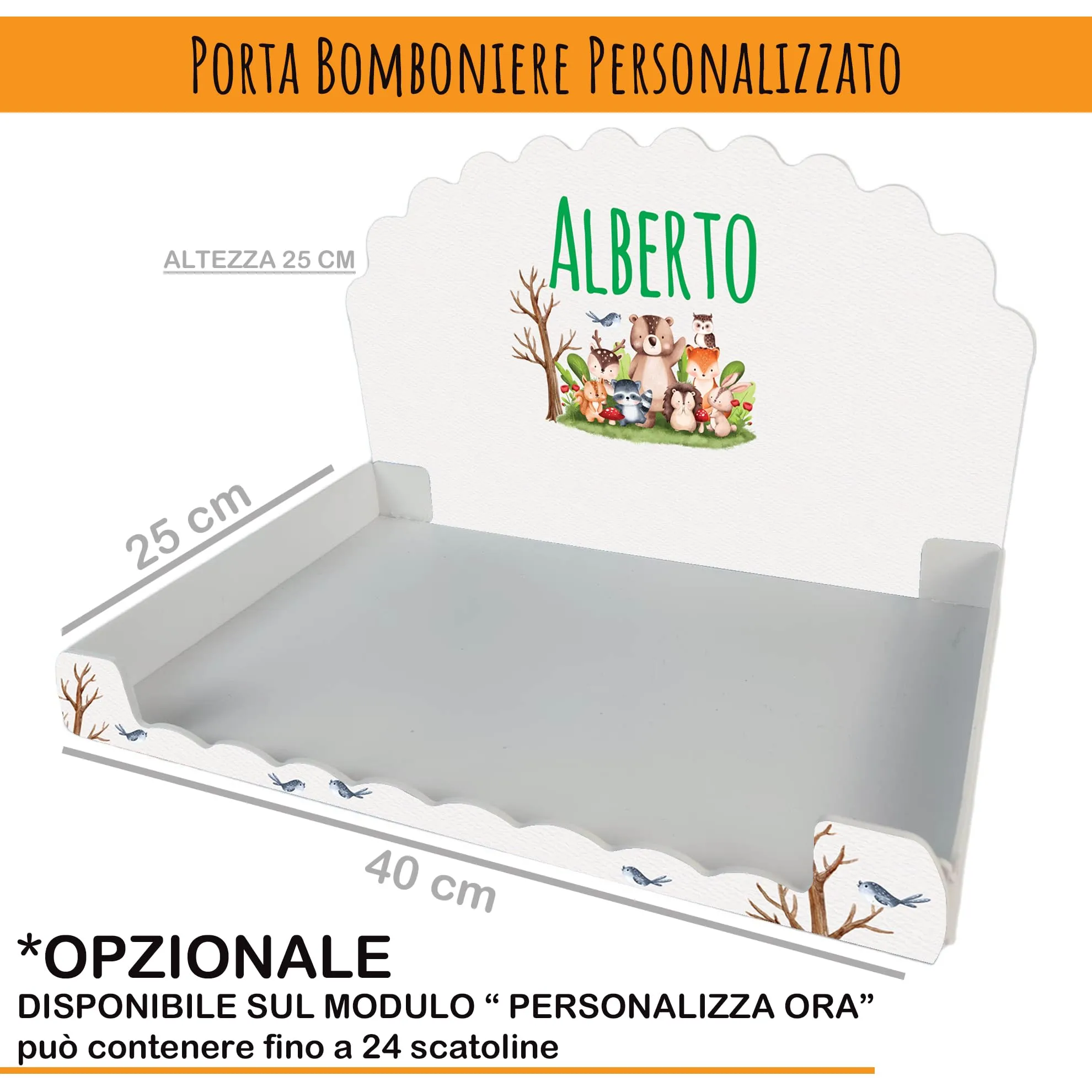 PV Grafik Scatoline Portaconfetti Nascita e Battesimo, 24+24 Personalizzate con Bigliettino e Nastrino, Animali del Bosco, 8x8,5x4 cm (Tunna58) - immagine 4