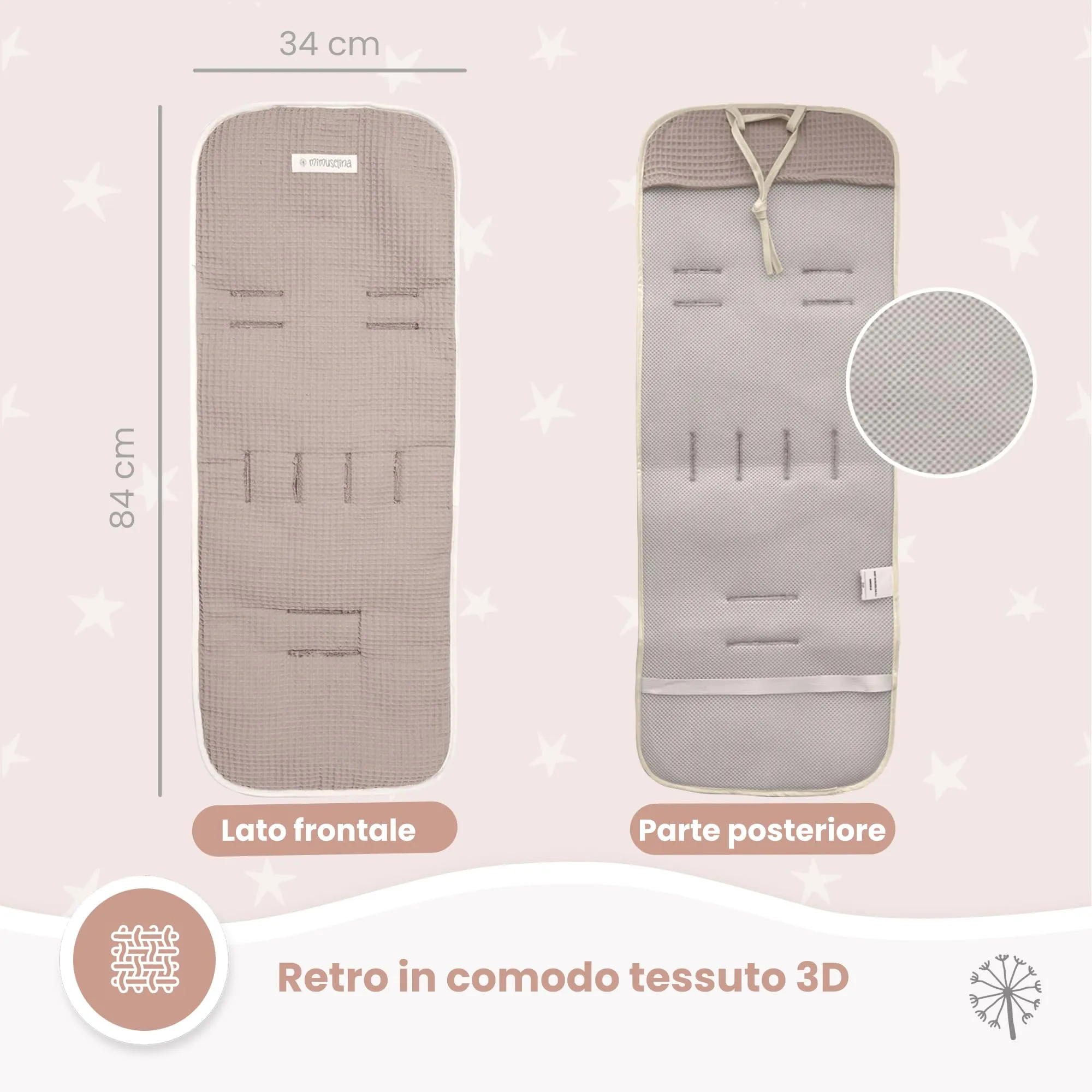 MIMUSELINA Materassino Passeggino Universale in Cotone OEKO-TEX, 34×84 cm - immagine 7