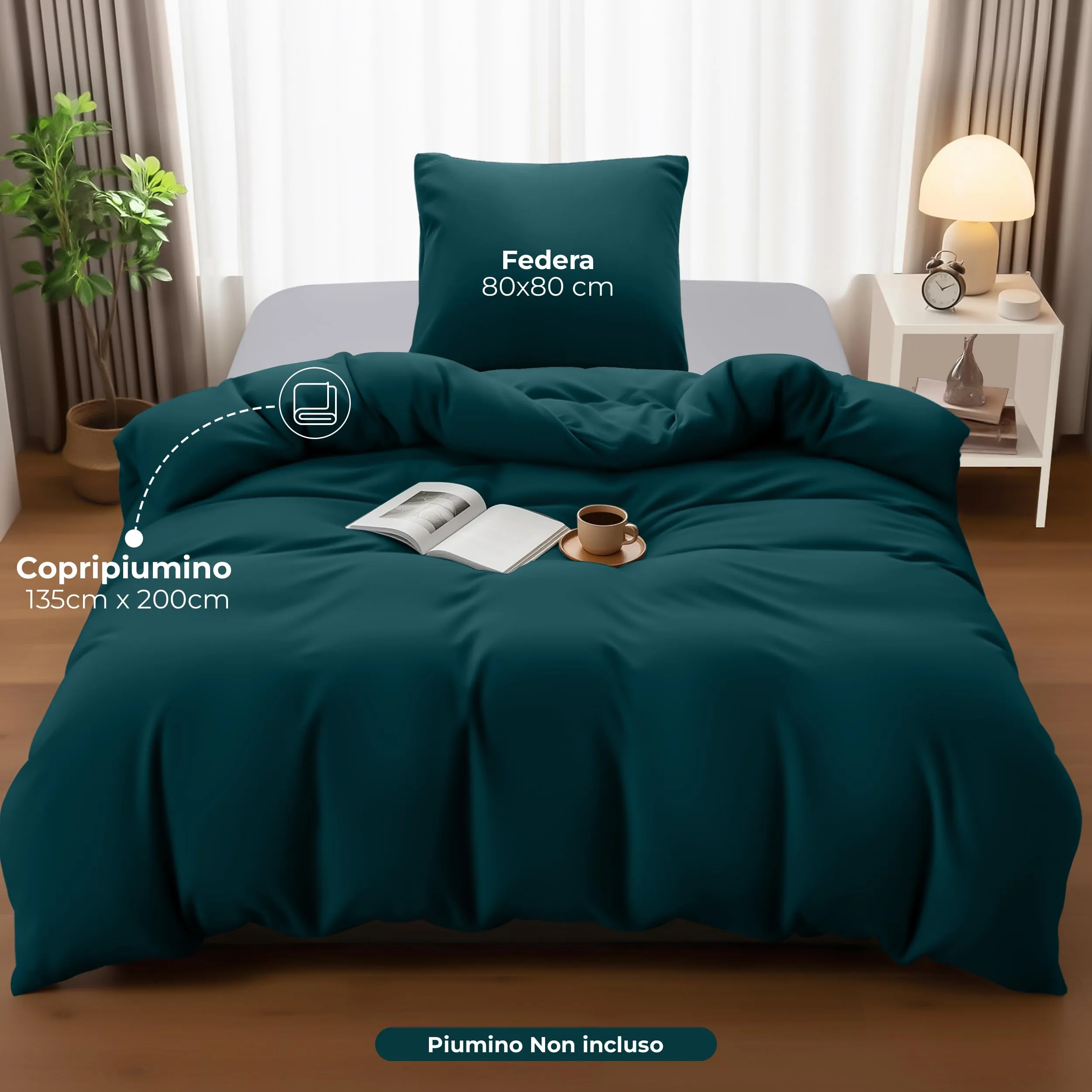 Utopia Bedding Copripiumino Singolo 135x200 cm e Federa 80x80 cm, Verde Alzavola - immagine 4