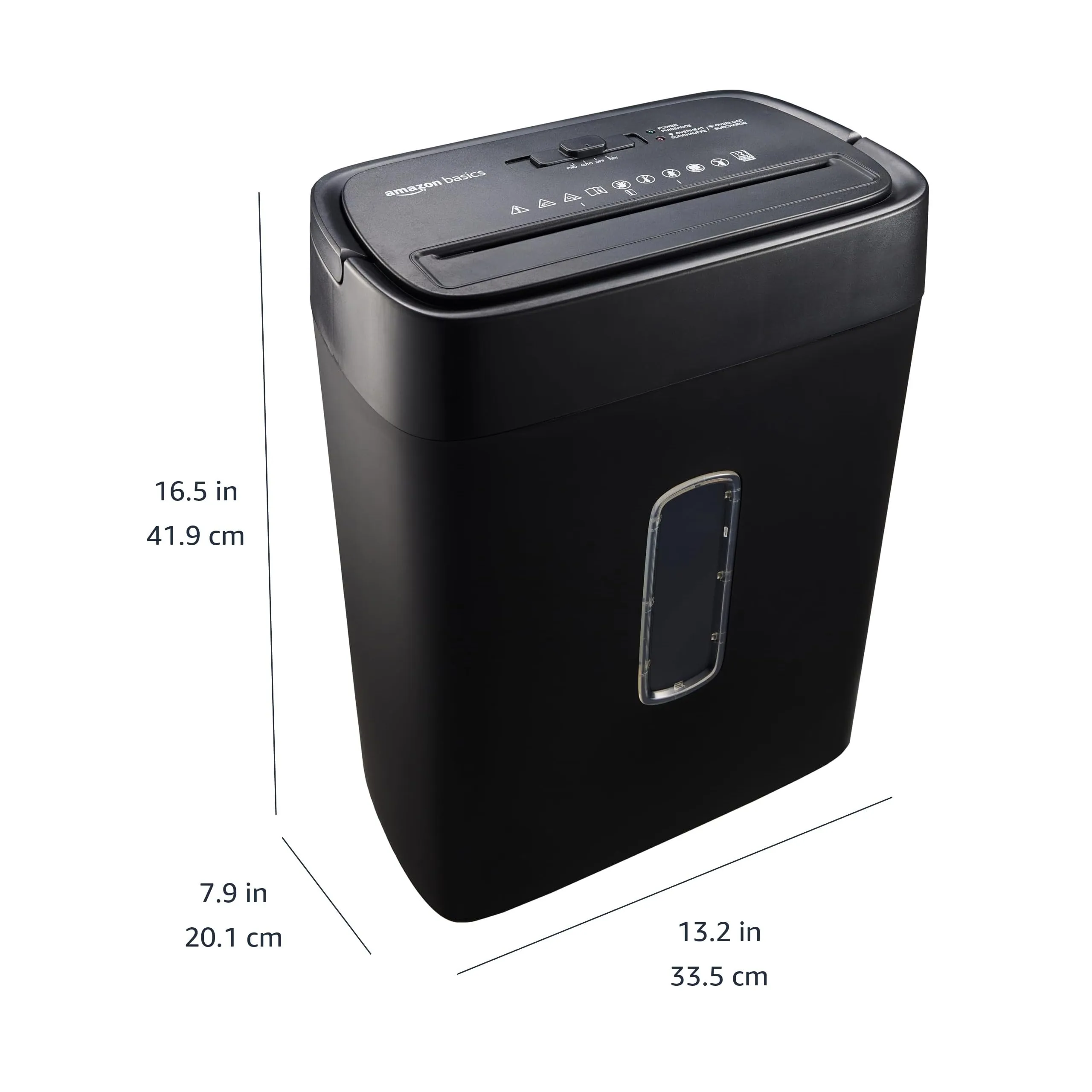 Amazon Basics Distruggidocumenti Taglio Incrociato, 12 Fogli, Cestino 22,7L, Nero - immagine 6
