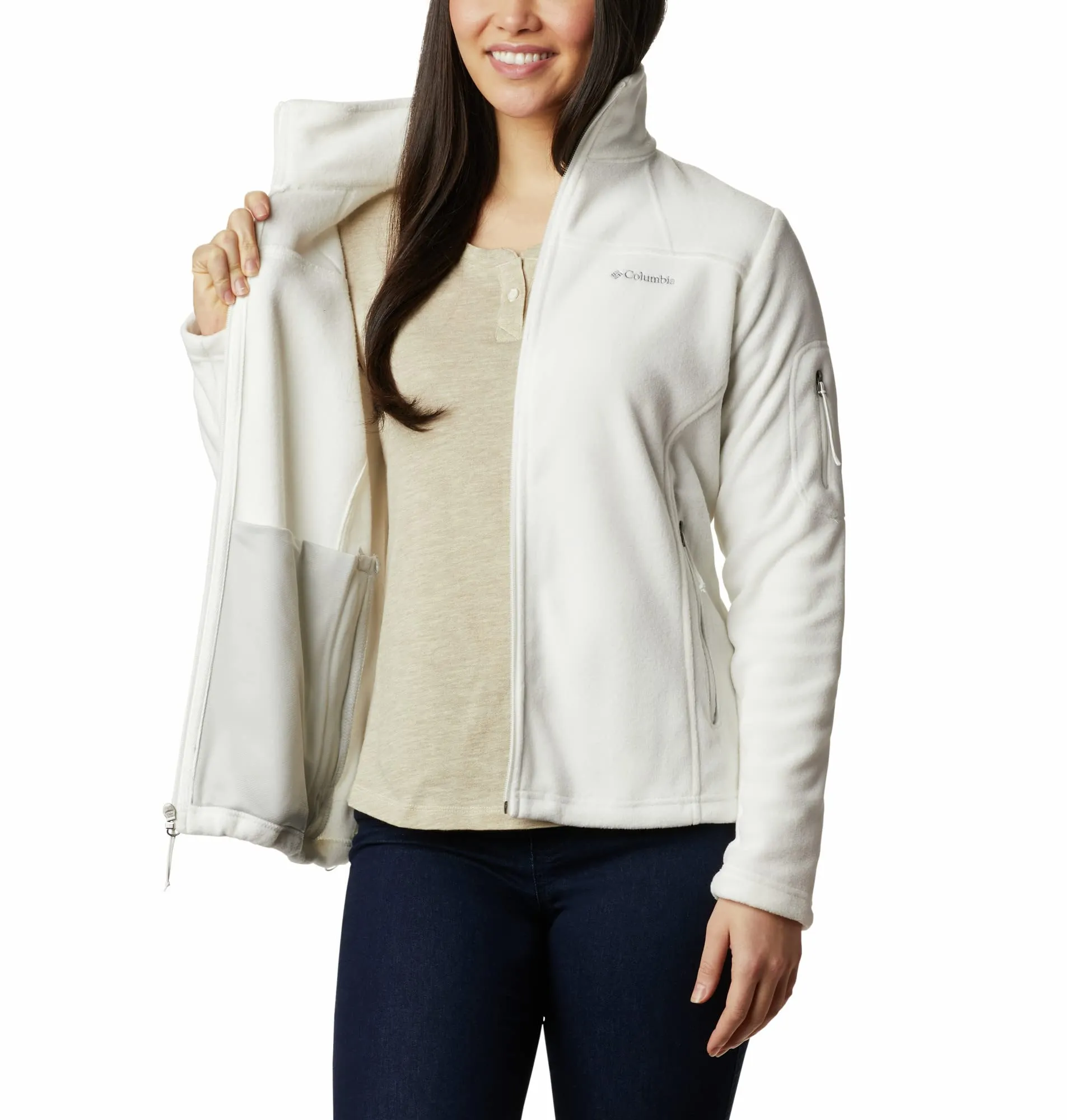 Columbia Fast Trek 2 Jacket, Full-Zip Fleece, Women's, Sea Salt, XL - immagine 6