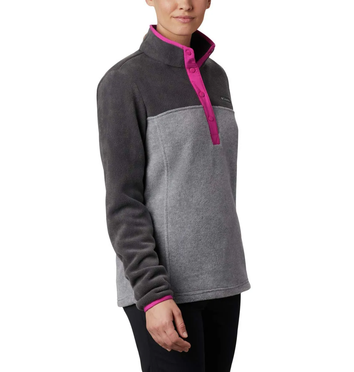 Columbia Benton Springs 1/2 Snap Pullover Giacca in Pile, Grigio Chiaro Heather/Squalo, 1X Donna - immagine 6
