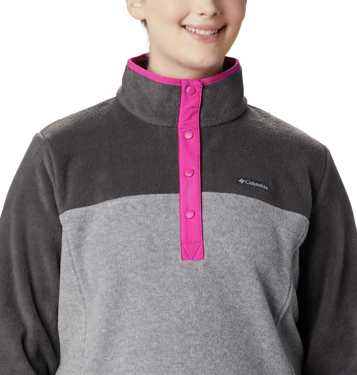 Columbia Benton Springs 1/2 Snap Pullover Fleece Jacket, Light Gray Heather/Shark, Women's 3X - immagine 3